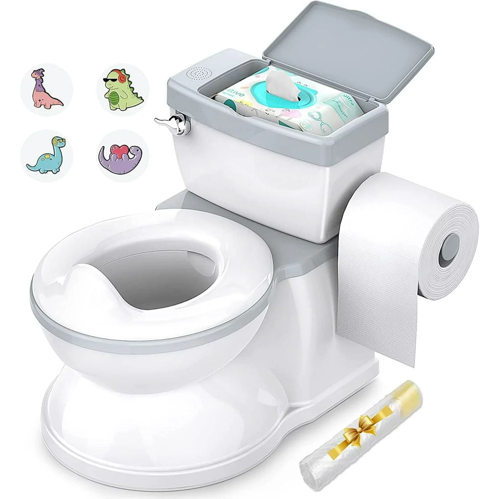 Baby Potty Training Toilet with Realistic Flushing Sound & Feel like an Adult Toilet, Removable Pot, Storage Tank and Toilet Paper Holder for Aged 1-3(Pink) BabyBond