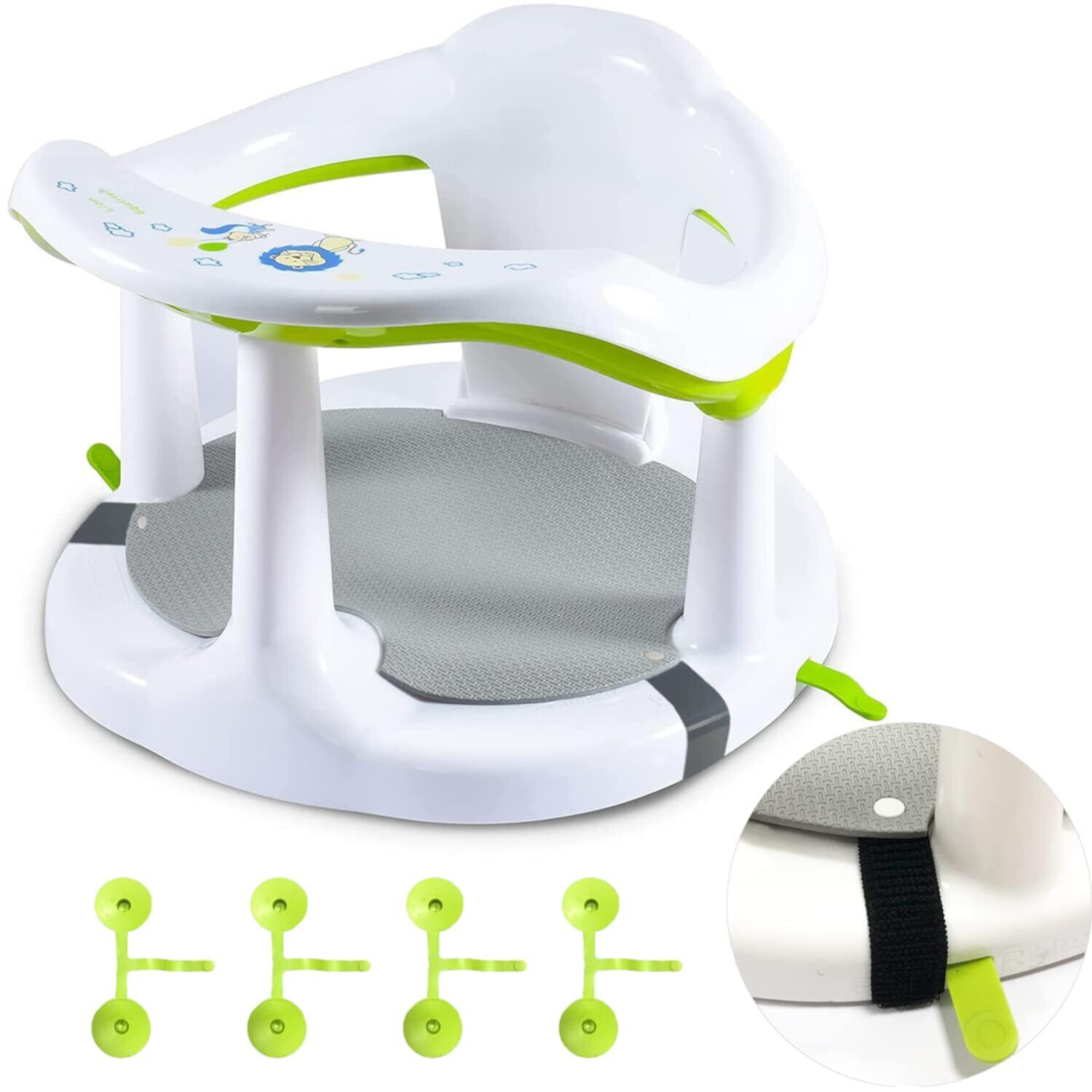 Freecat Bath Seat with Non-Slip Mat, Bath Tub Chair with Suction Cups for 6 9 12 18 Months,White. Freecat