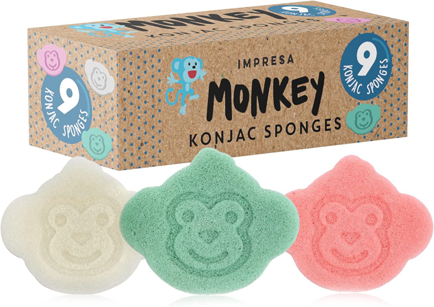 Impresa 9-Pack Konjac Baby Bath Sponge Set for Sensitive Skin IMPRESA