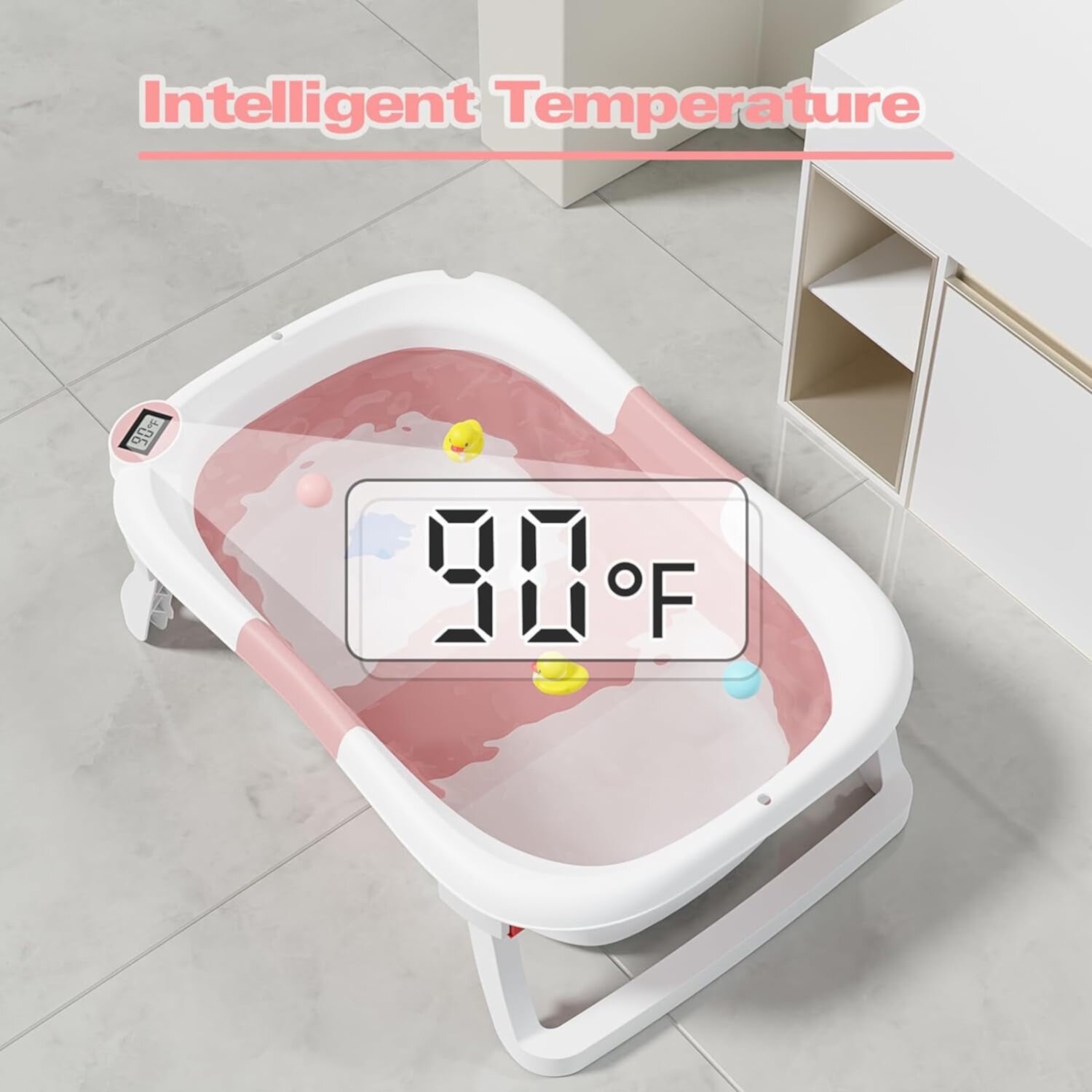 Prociv Collapsible Baby Bathtub for Infants to Toddler, Portable Travel Bathtub Multifunctional Bathtub with Drain Hole, Baby Folding Bathtub for Newborn 0-36 Month Pink ProCIV