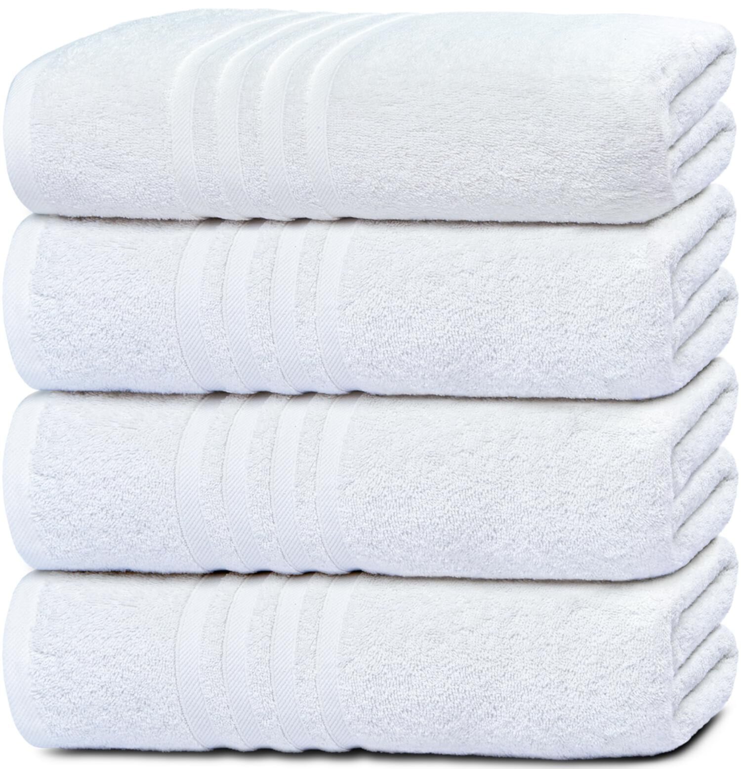 White Classic Gray Bath Towels Set of 4, Cotton Body Towel for Hotel, Gym, Spa, Soft Extra Absorbent Quick Dry Towels for Bathroom 27x54 Inch White Classic