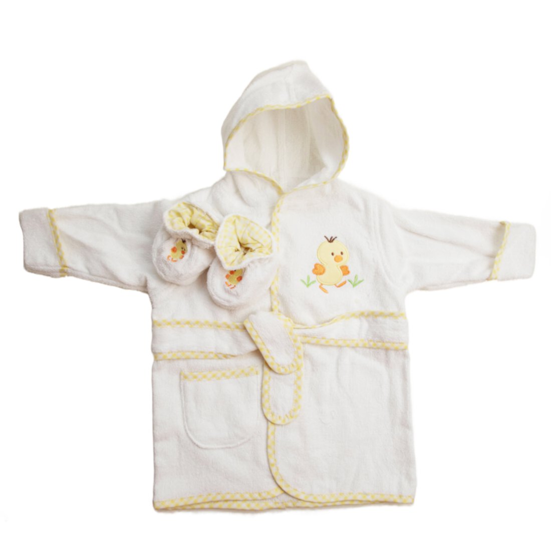 Spasilk 100% Cotton Hooded Terry Bathrobe with Booties, White Duck, 0-6 Months Visit the Spasilk Store