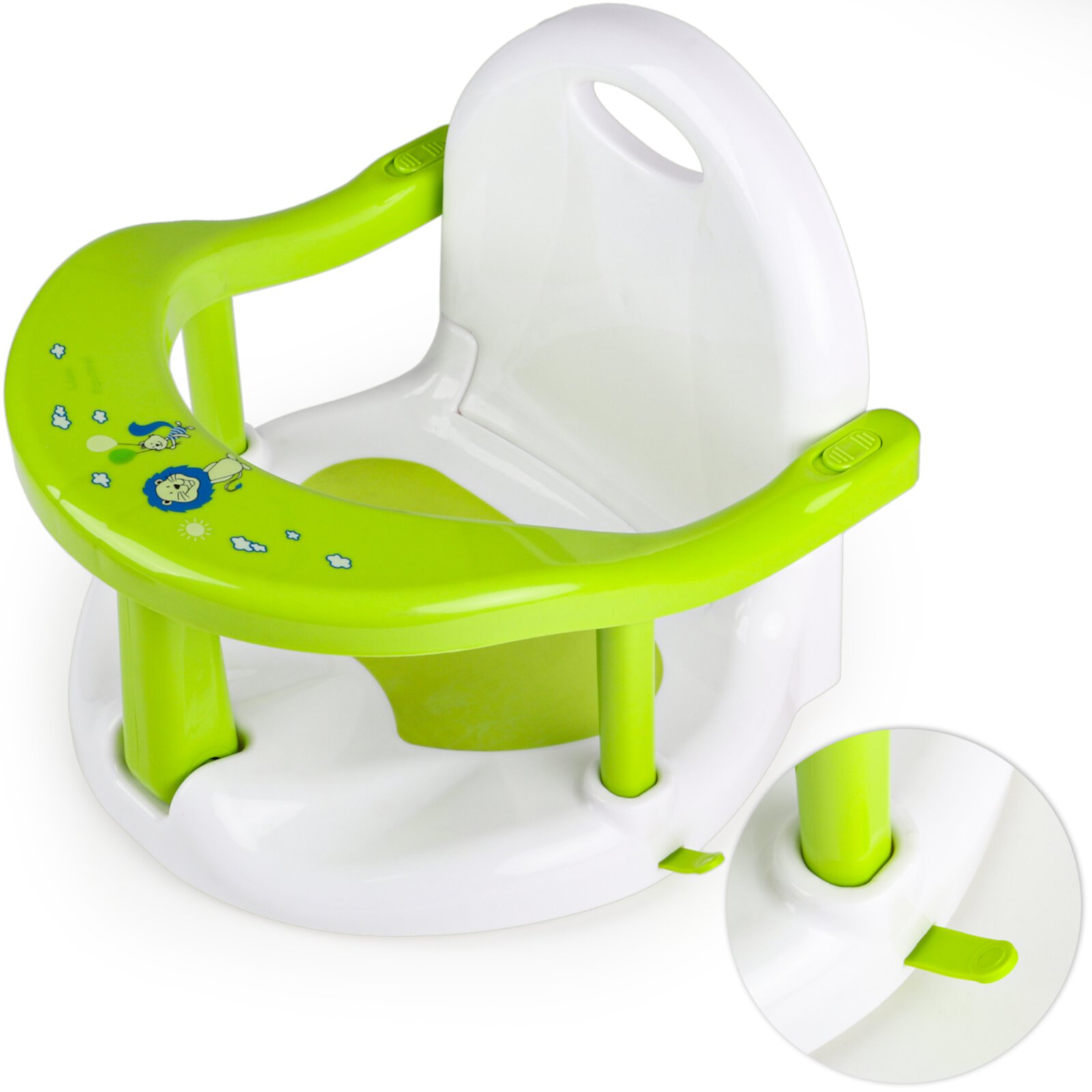 Freecat Bath Seat/Chair with Non-Slip Mat Green and White, Bath Tub Chair with Suction Cups, Gift for Toddlers 6 9 12 18 Months. Freecat