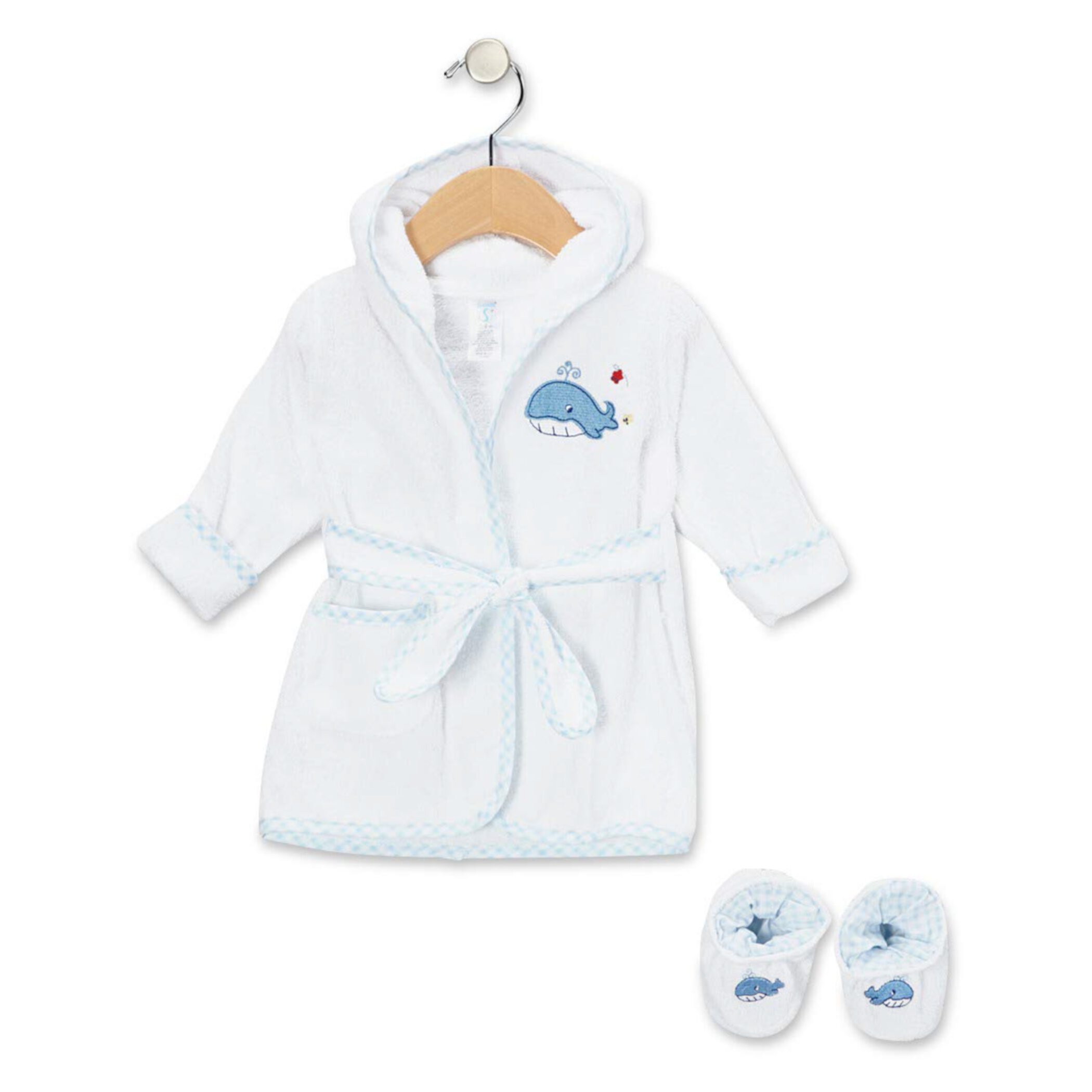 Spasilk Hooded Terry Bathrobe With Booties, Blue Whale Visit the Spasilk Store