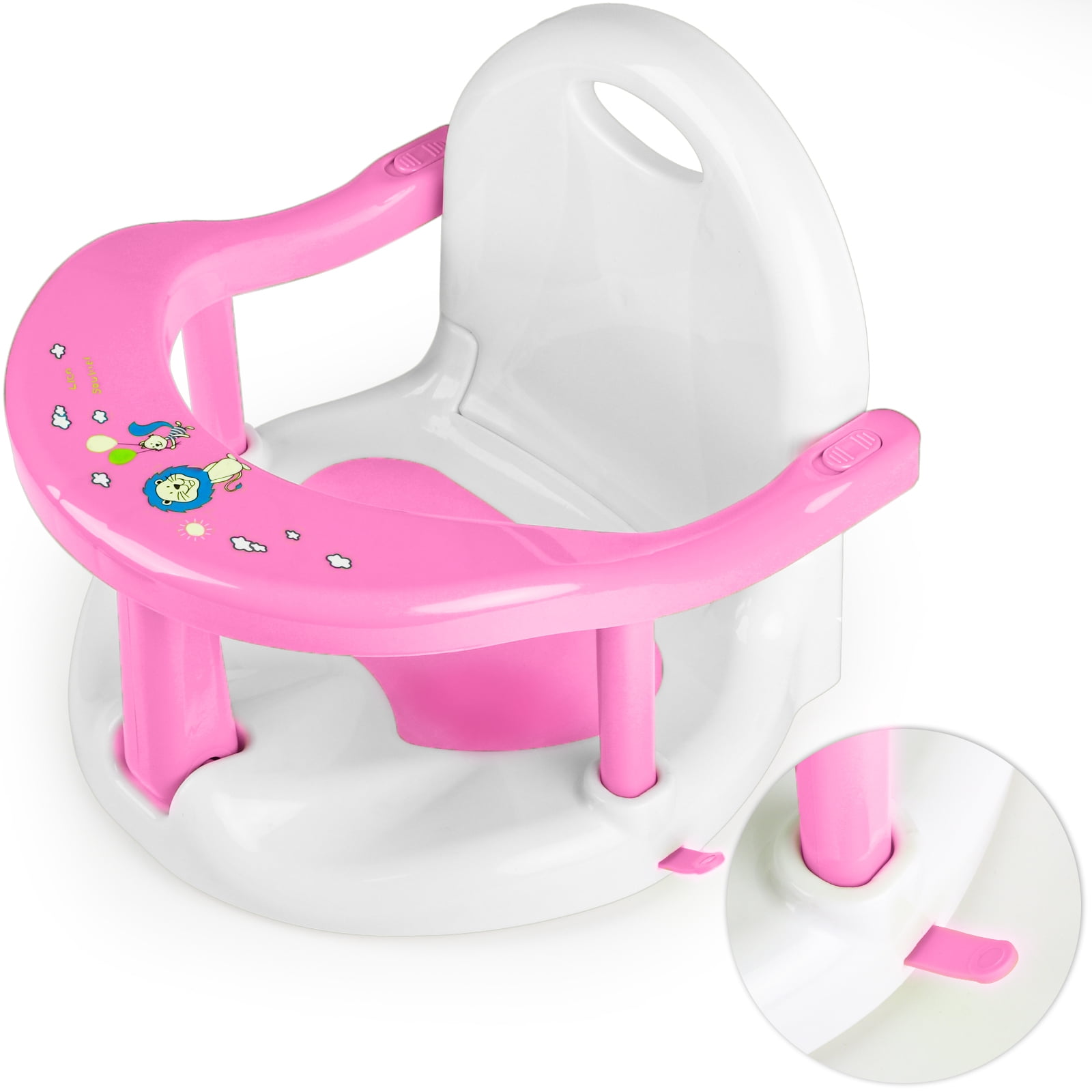 Freecat Bath Seat/Chair, Pink, Foldable Bath Tub Chair with Suction Cups, Gift for Toddlers 6 9 12 18 Months. Freecat