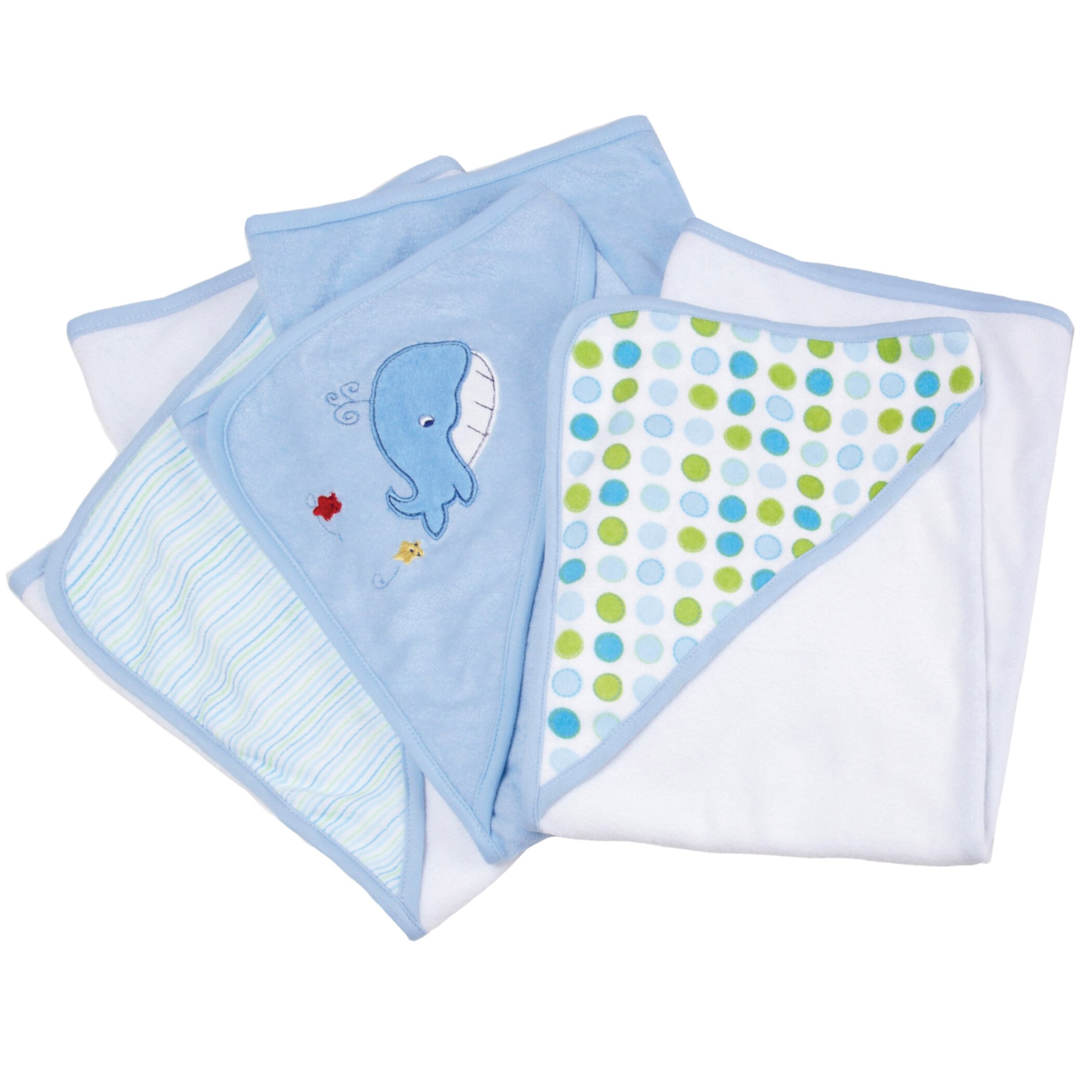 Spasilk Baby Hooded Towel Set for Newborn Boys and Girls, Soft Terry Bath Set, Pack of 3, Blue Whale Visit the Spasilk Store