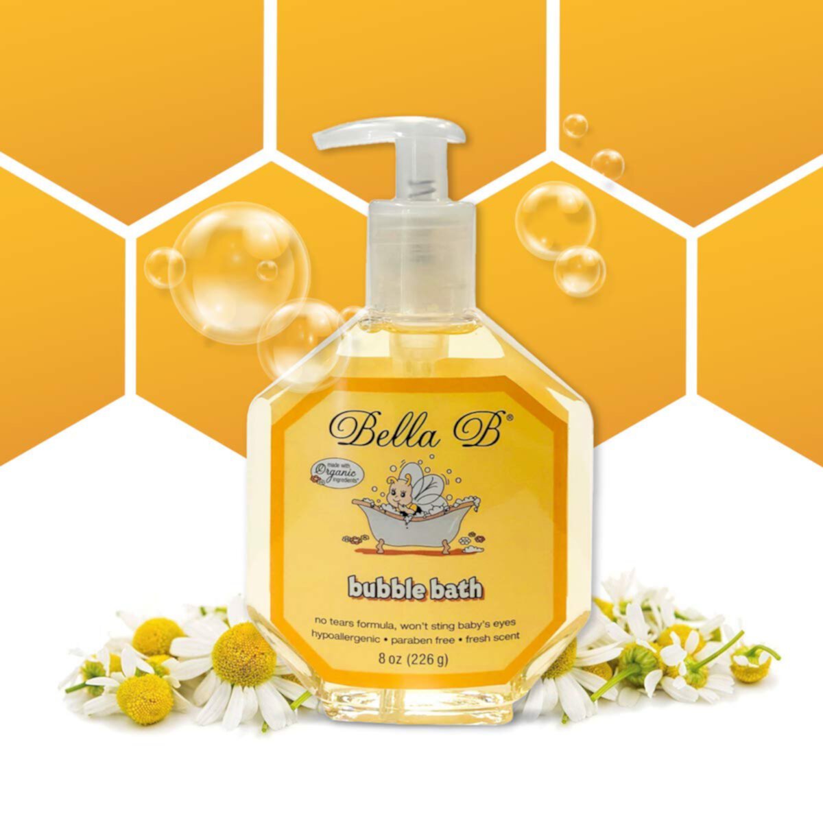 BELLA B Bubble Bath for Baby & Kids 8 oz - Organic Bubble Bath for Toddlers - Toddler Bubble Bath Tear-Free Baby Bubble Bath Organic - Natural Bubble Bath for Kids - Tear-Free Bubble Bath - Kids Bath Bella B