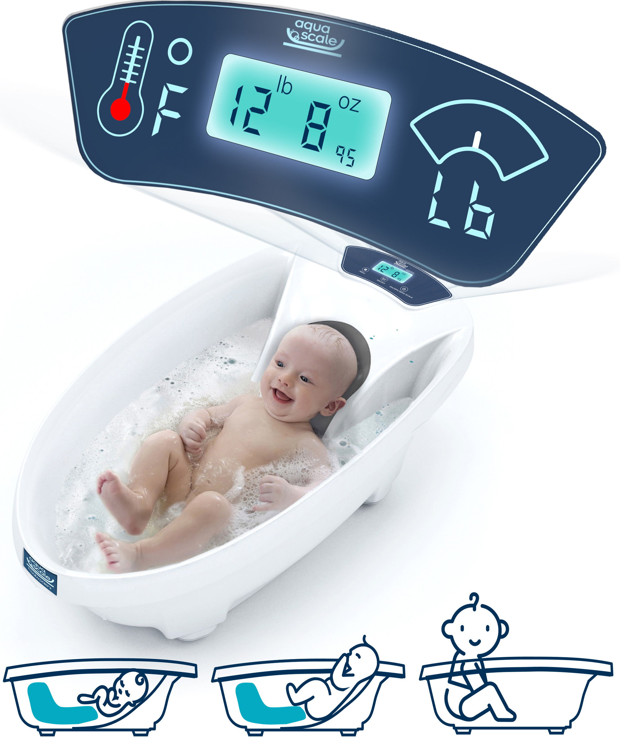 Baby Patent Aqua Scale 3-in-1 Digital Scale Water Thermometer and Infant Tub Baby Patent