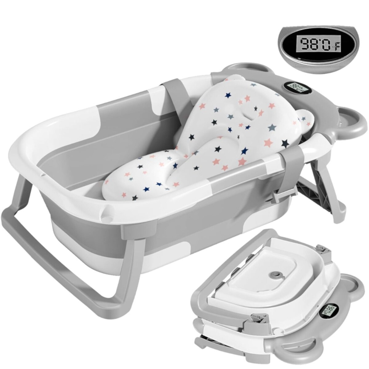 Collapsible Baby Bathtub for Infants To Toddler Foldable Baby Bath Tub Set Applicable 0-36 Month,Portable Travel Baby Tub for Newborns LEUCHTAMOR