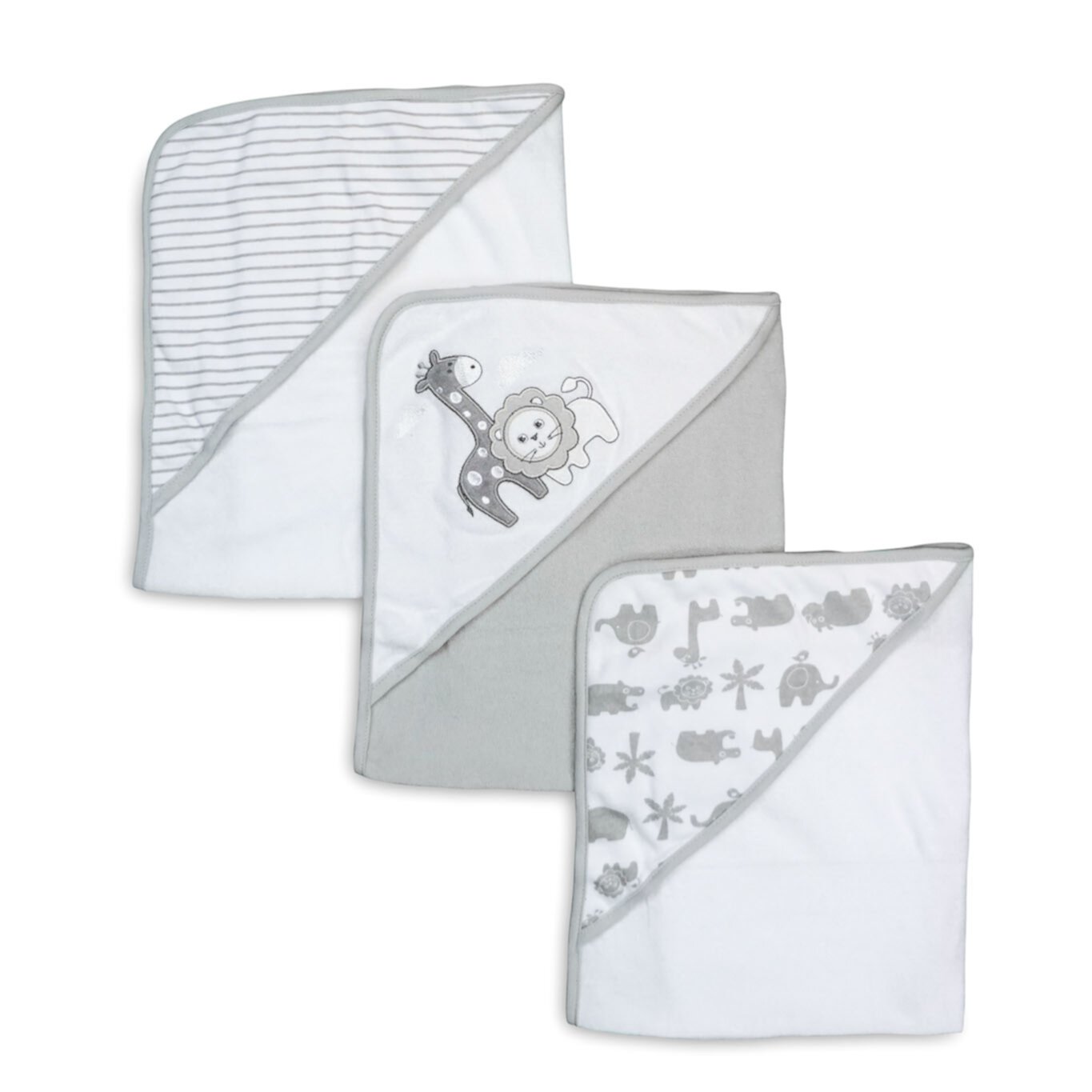 Spasilk Baby 3 Pack Soft Terry Hooded Towel Set for Newborn Boys and Girls, Gray Lion Visit the Spasilk Store