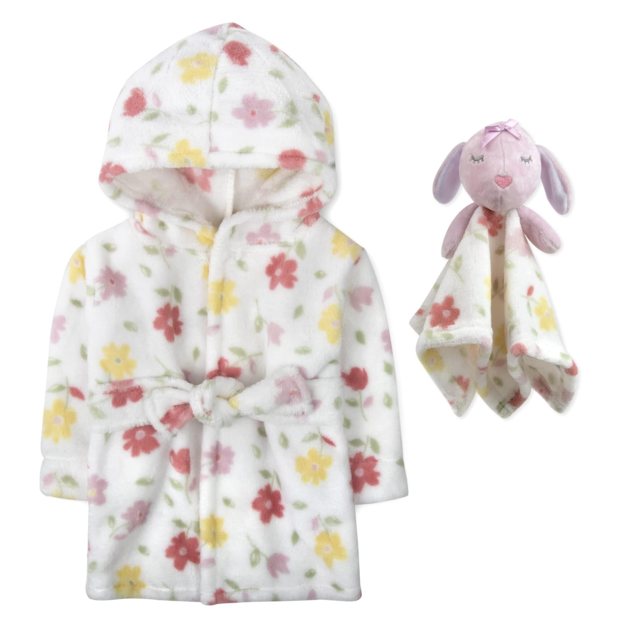 Baby Essentials Hooded Bathrobe with Tie Closure & Matching Minky Blanket Doll for Newborns, Infants and Toddlers 0 – 9 Months for Bath and Lounge in Forest Friends with Fox Baby Essentials