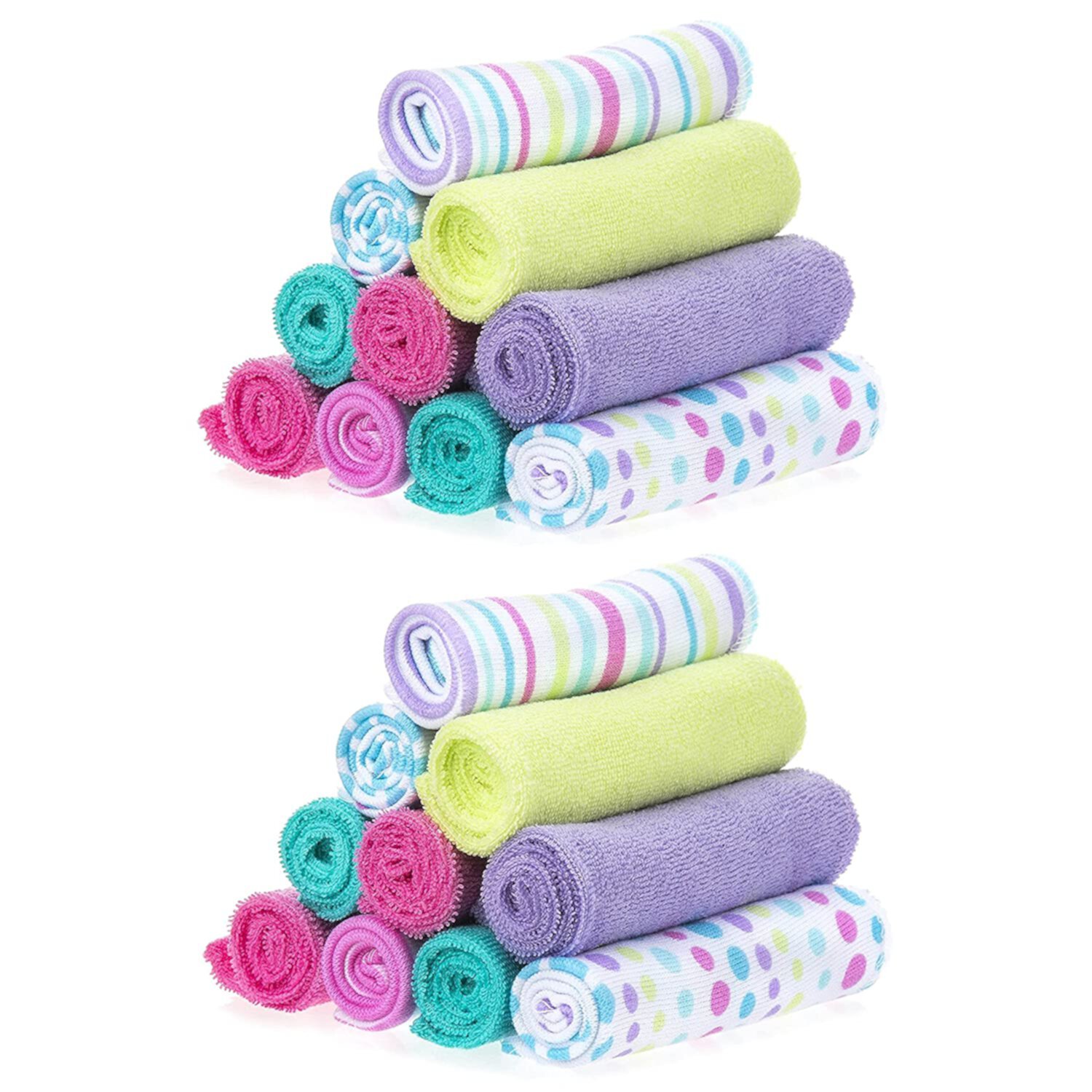 Spasilk 20 Terry Washcloth Wipes Set for Newborns and Infant Boys and Girls, Aqua Bubbles, Ideal Baby Shower Gift Pack Spasilk