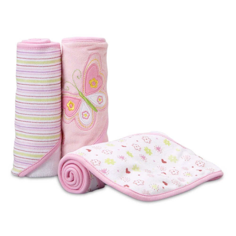 Spasilk Baby 3 Pack Soft Terry Hooded Towel Bath Set for Newborn and Infant Girls, Pink Butterfly Visit the Spasilk Store