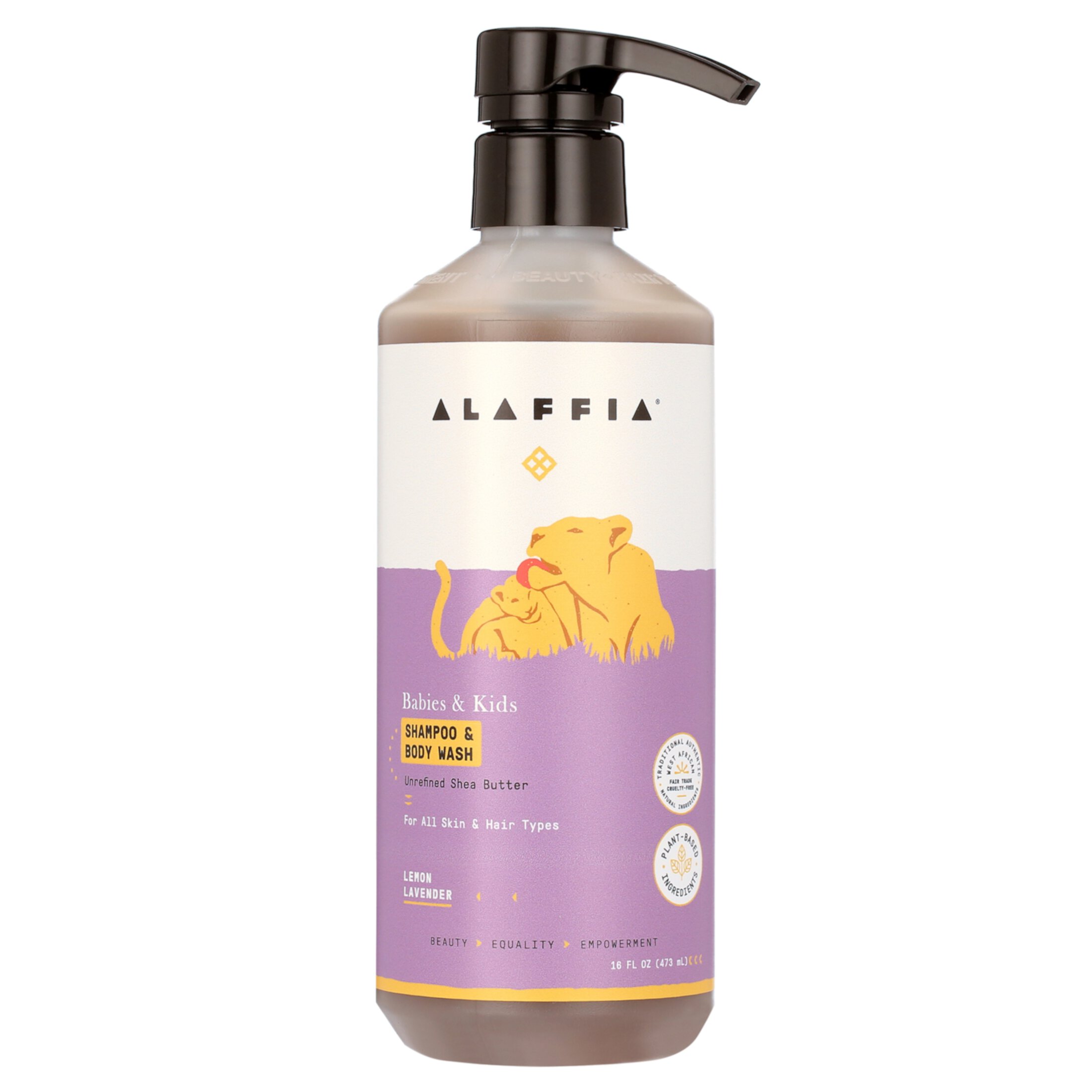 Alaffia Babies & Kids Shampoo & Body Wash, Lemon Lavender, 16 fl oz (473 ml) Alaffia