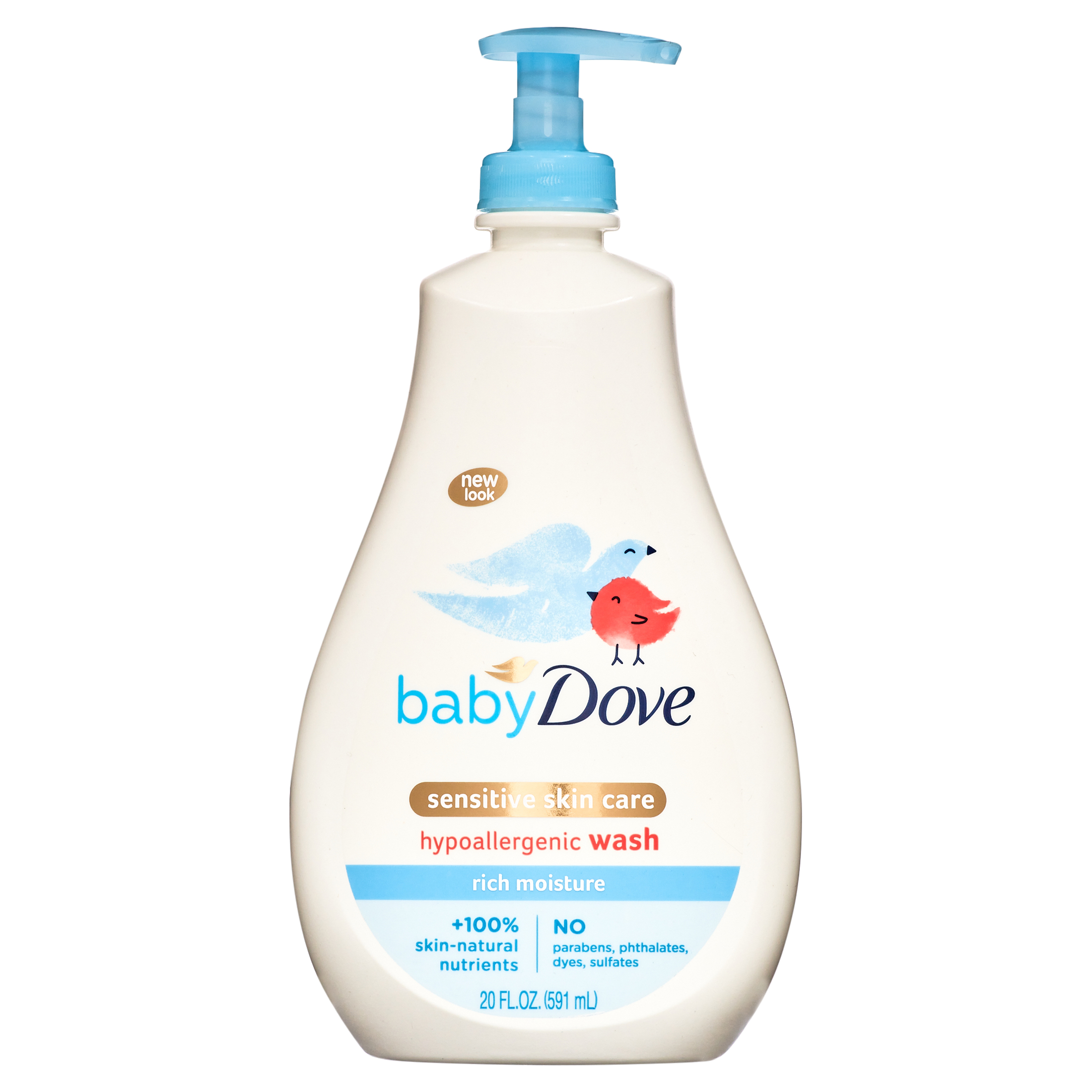 Baby Dove Sensitive Skin Care Hypoallergenic Liquid Body Wash with Pump, Rich Moisture, 20 oz Baby Dove