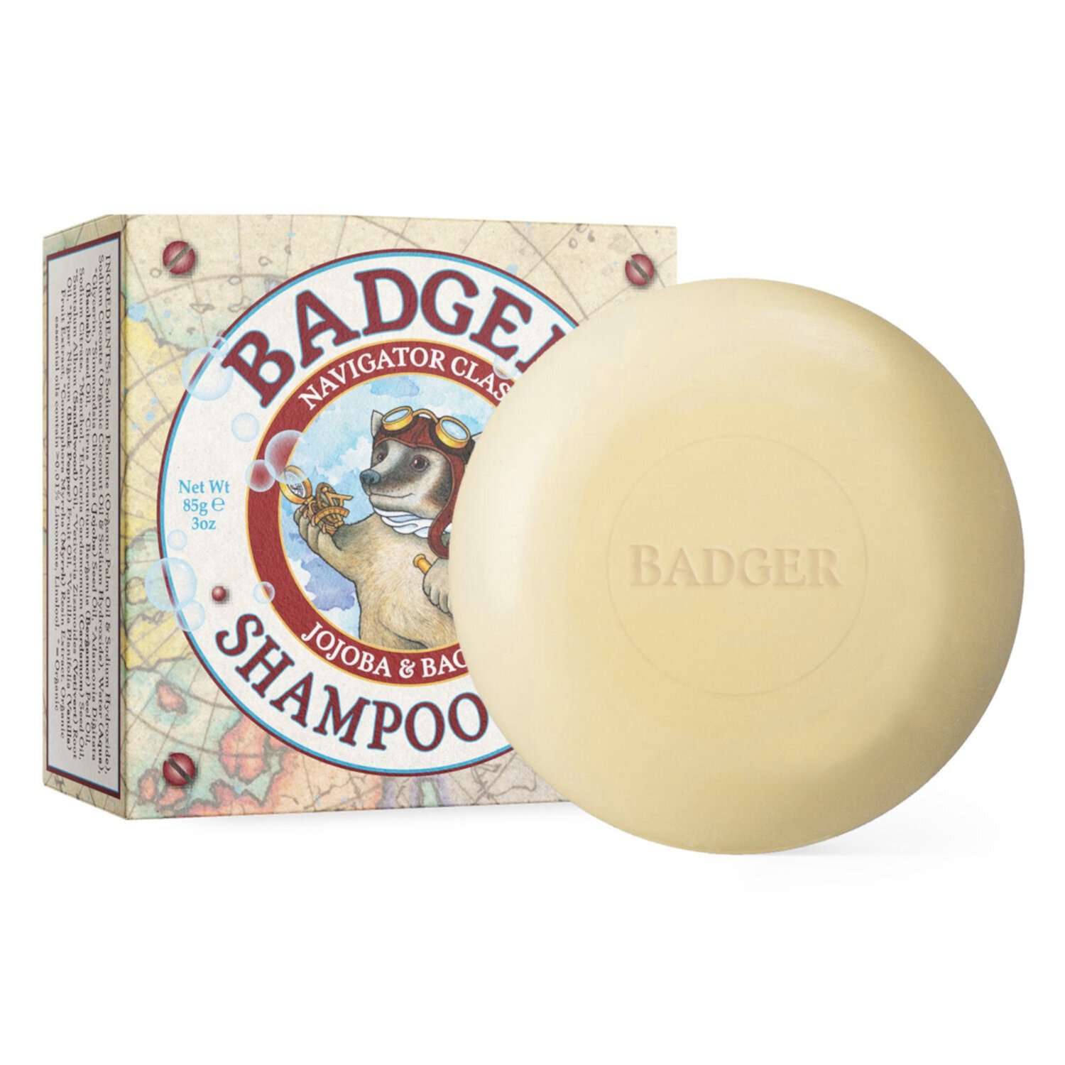 Badger Shampoo Bar with Jojoba & Baobab, Vegan Shampoo Bars for Hair, 3 oz Badger