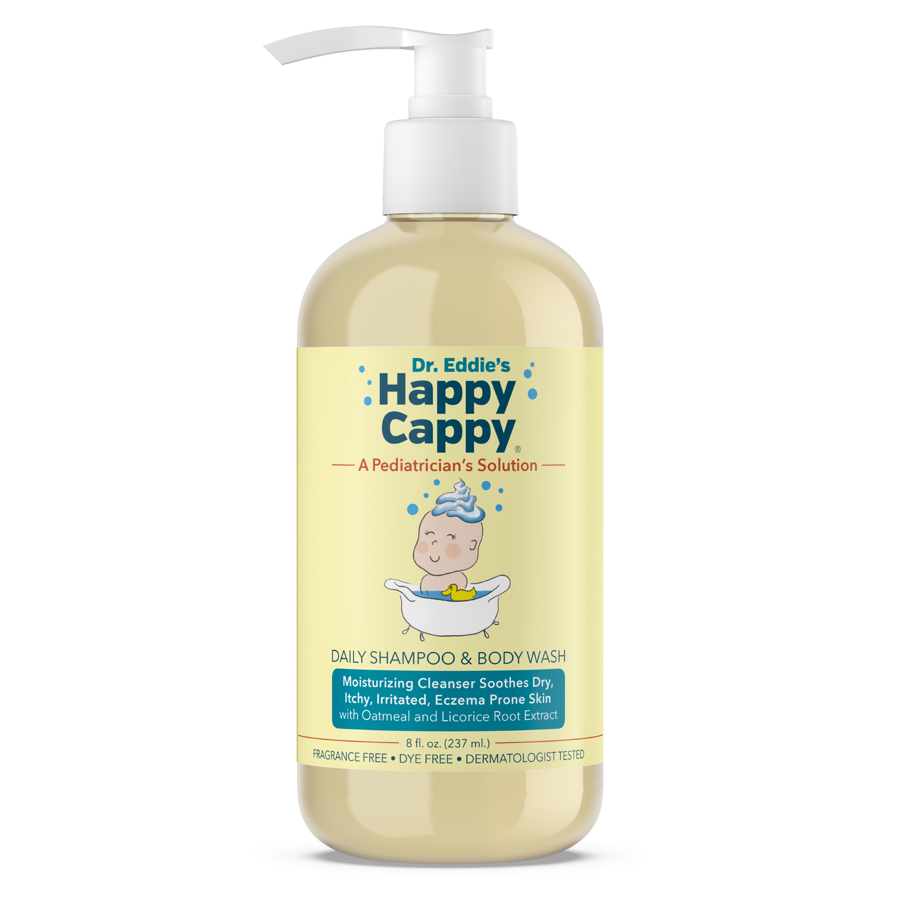 Dr. Eddie's Happy Cappy Daily Shampoo & Body Wash for Dry, Itchy, Sensitive, Eczema-Prone Skin, 8 oz Happy Cappy