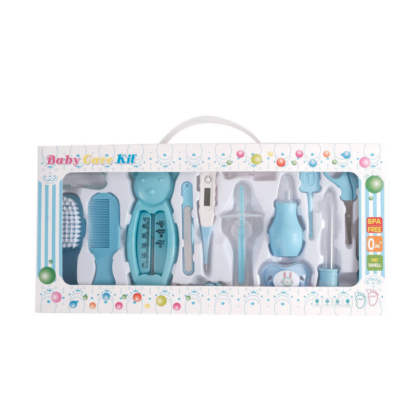 BUSATIA Baby Grooming Kit,15 in 1 Infant Safety Care Set with Hair Brush Comb Nail Clipper Nasal Aspirator,Baby Essentials Kit for Newborn Girls Boys,Blue Visit the BUSATIA Store