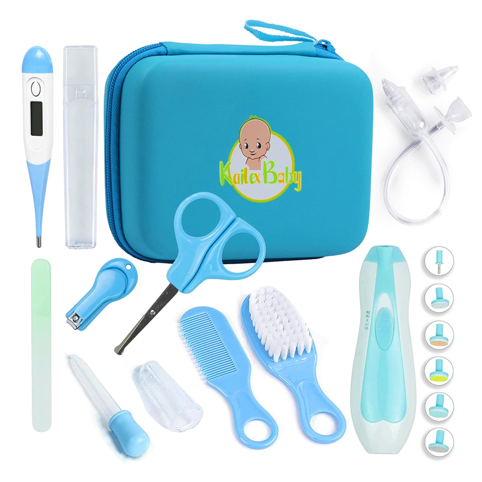 Baby Healthcare and Grooming Kit 18PCs with Electric Nail Trimmer Set by KAILEXBABY (Blue) KAILEXBABY