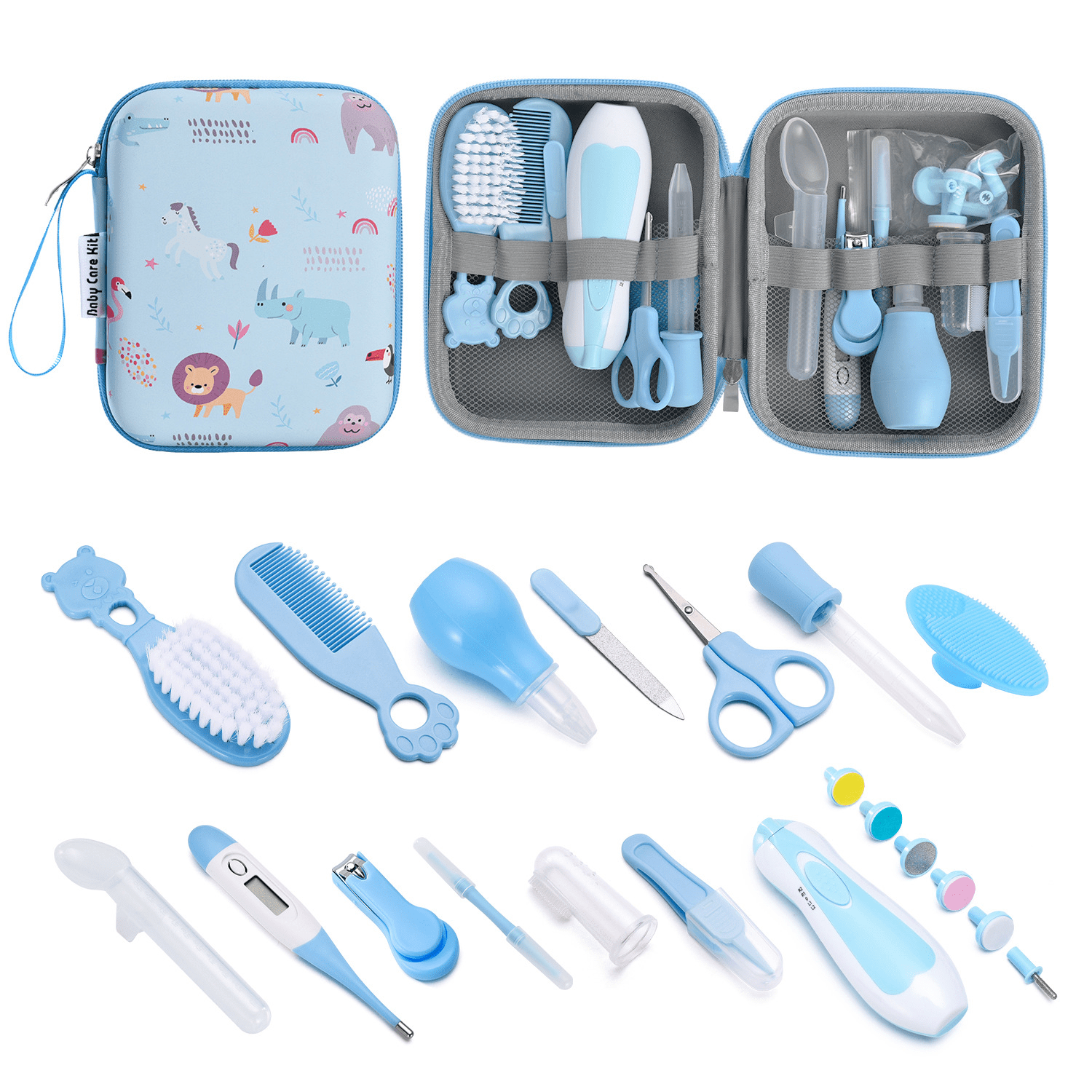 Baby Healthcare and Grooming Kit, Electric Safety Nail Trimmer Baby Nursery Kit, Newborn Care Kits with Hair Brush Comb for Newborn Infant Toddlers Baby Boys Girls Kids,Baby Shower Gifts, Pink BUSATIA