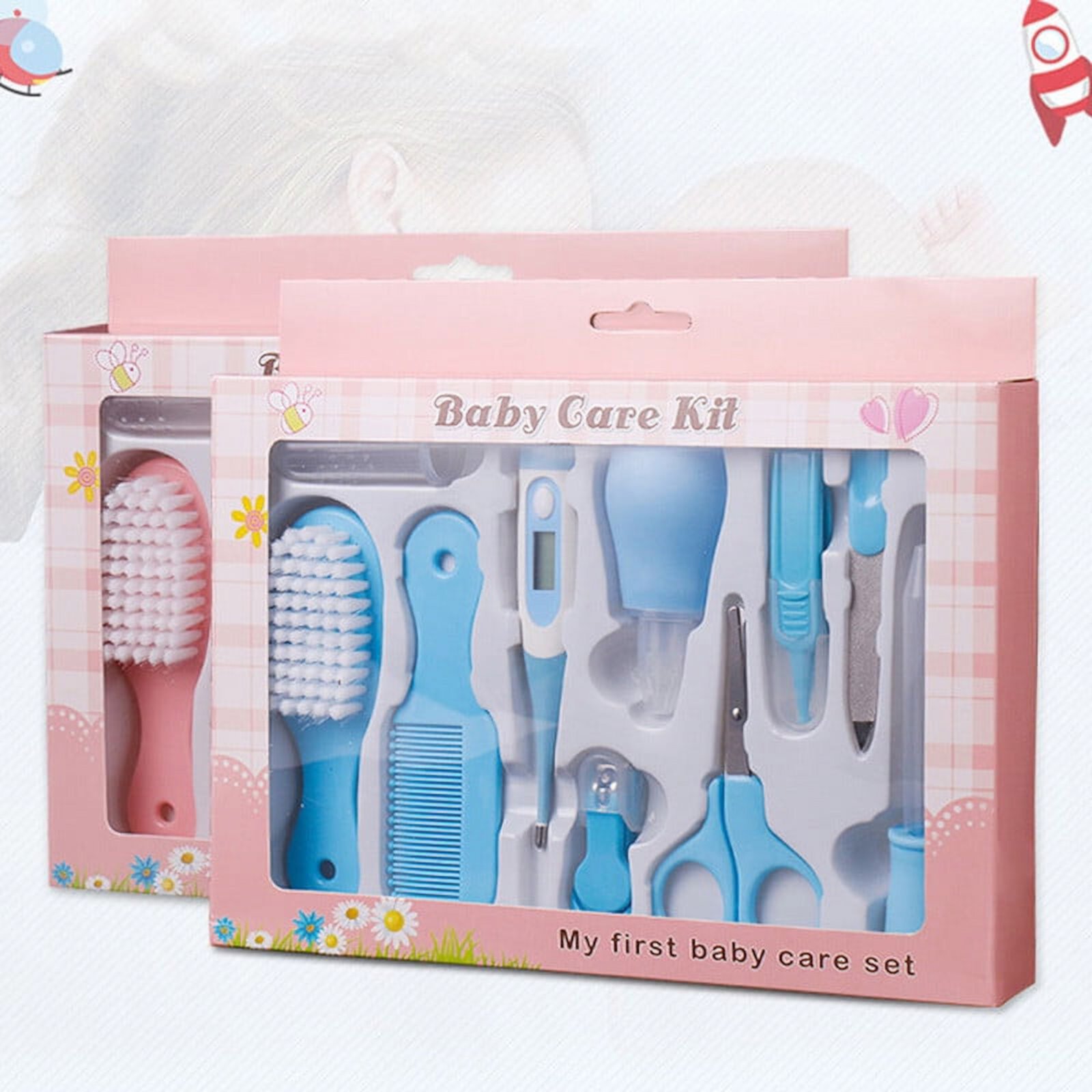 10 in 1 Baby Grooming Kit,Newborn Nursery Health Care Set Baby Healthcare Kit Include Baby Nail Clipper Scissors Hair Comb Nose Cleaner Safety, for Infant Toddlers Boys Girls Kids(Pink) Topboutique