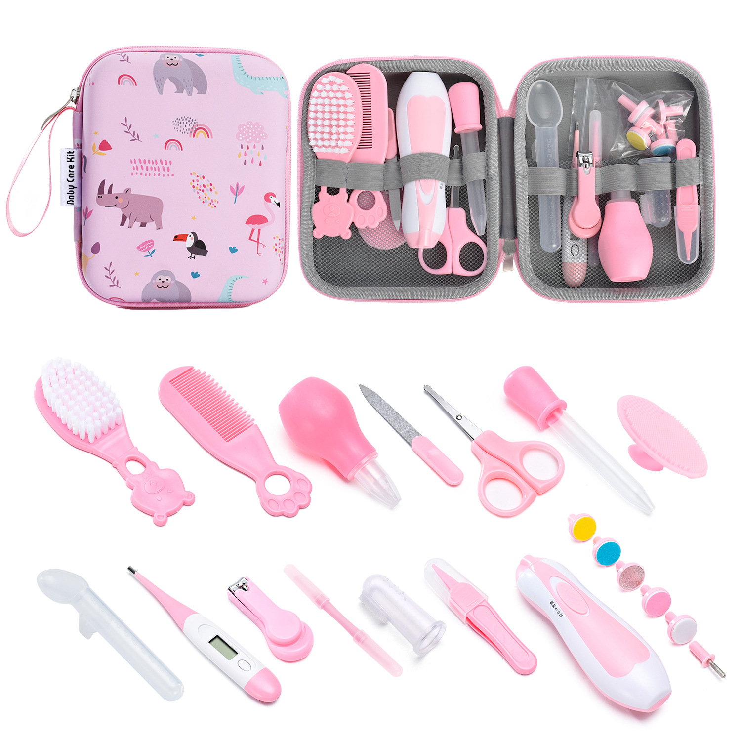 Baby Healthcare and Grooming Kit, Electric Safety Nail Trimmer Baby Nursery Kit, Newborn Care Kits with Hair Brush Comb for Newborn Infant Toddlers Baby Boys Girls Kids,Baby Shower Gifts, Pink Visit the BUSATIA Store