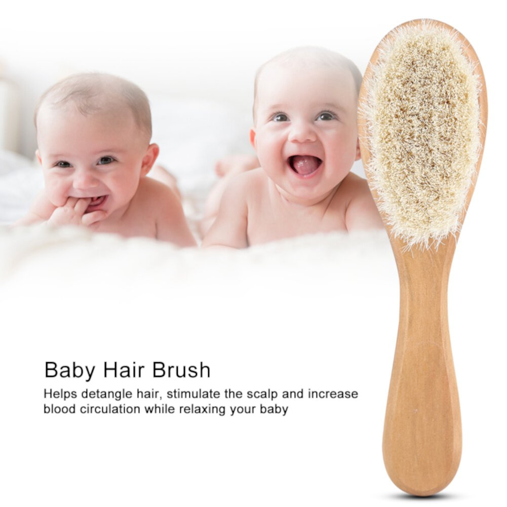 Yosoo Soft Natural Baby Care Brush Goat Hair Infant Head Massage Grooming Comb With Wooden Handle Yosoo