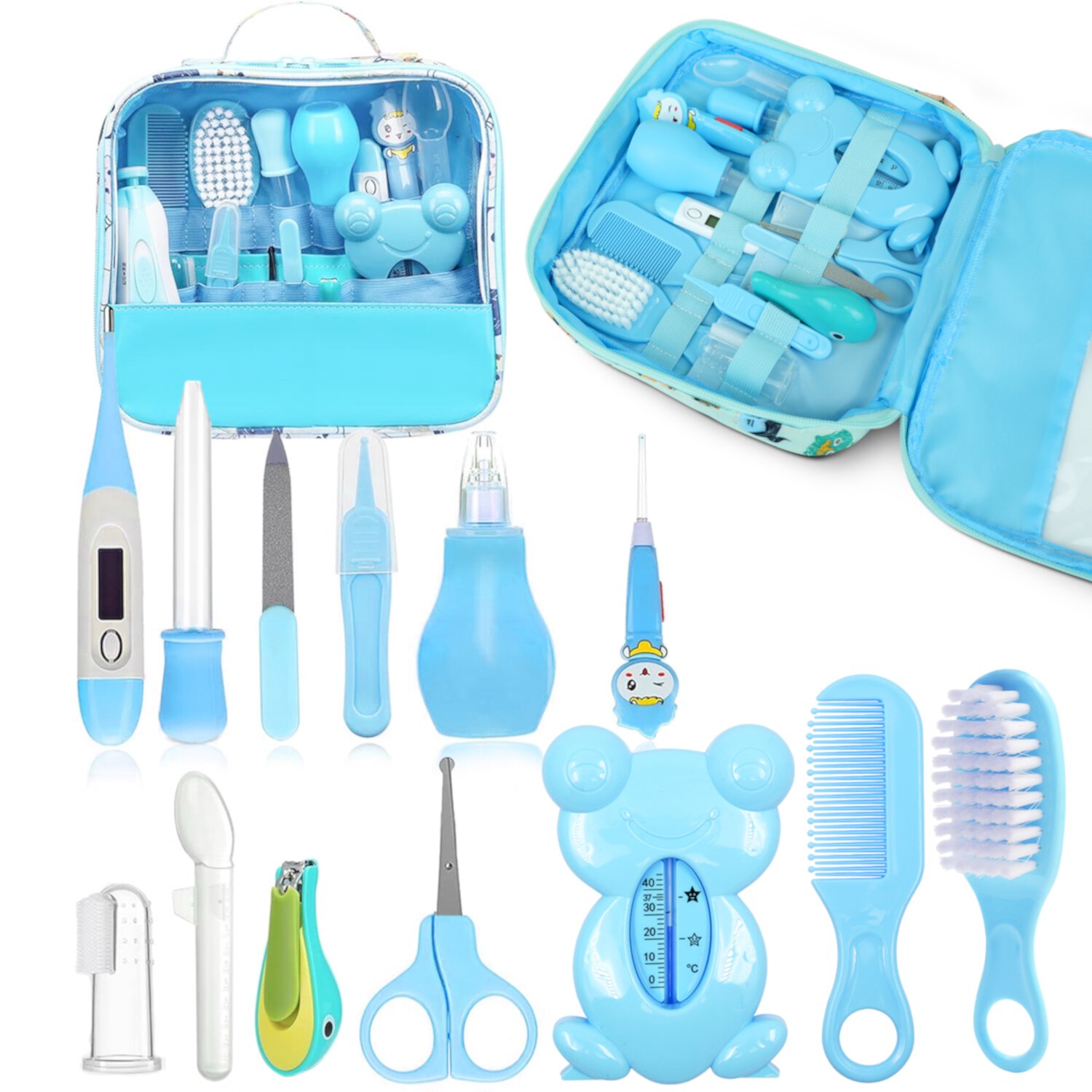 Baby Grooming Kit,BUSATIA 13 in 1 Infant Safety Care Set with Hair Brush Comb Nail Clipper Nasal Aspirator,Baby Essentials Kit for Newborn Girls Boys-Blue Baby Grooming kit Visit the BUSATIA Store