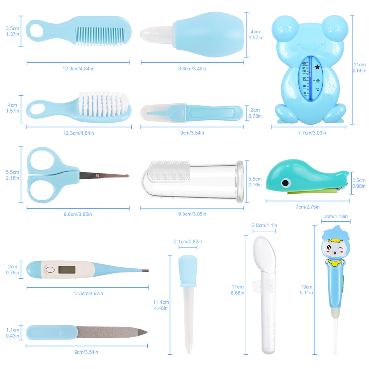 Baby Grooming Kit,BUSATIA 13 in 1 Infant Safety Care Set with Hair Brush Comb Nail Clipper Nasal Aspirator,Baby Essentials Kit for Newborn Girls Boys-Blue Baby Grooming kit BUSATIA