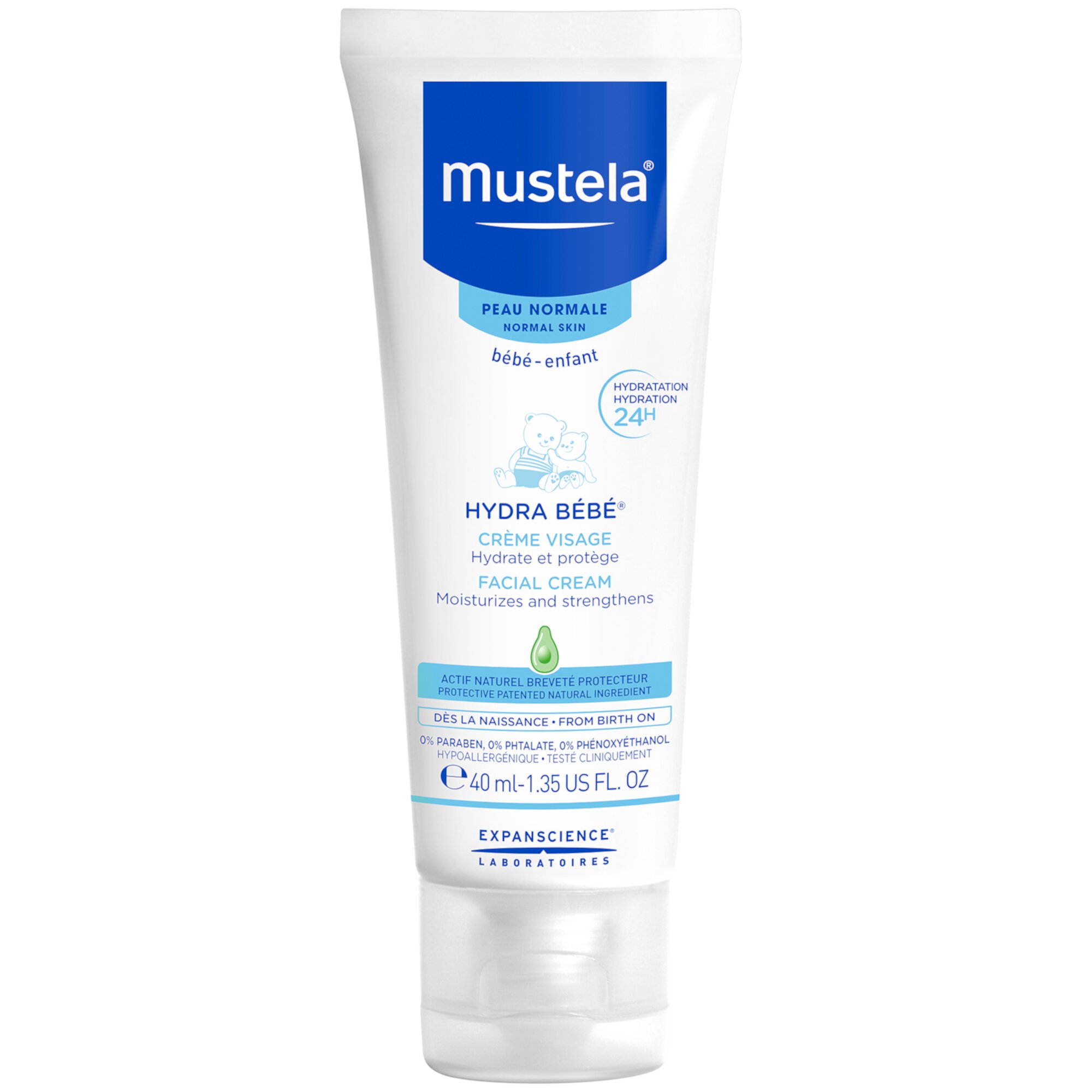 Mustela Baby Hydra Bebe Facial Cream with Natural Avocado Perseose, 1.35 fl oz Mustela