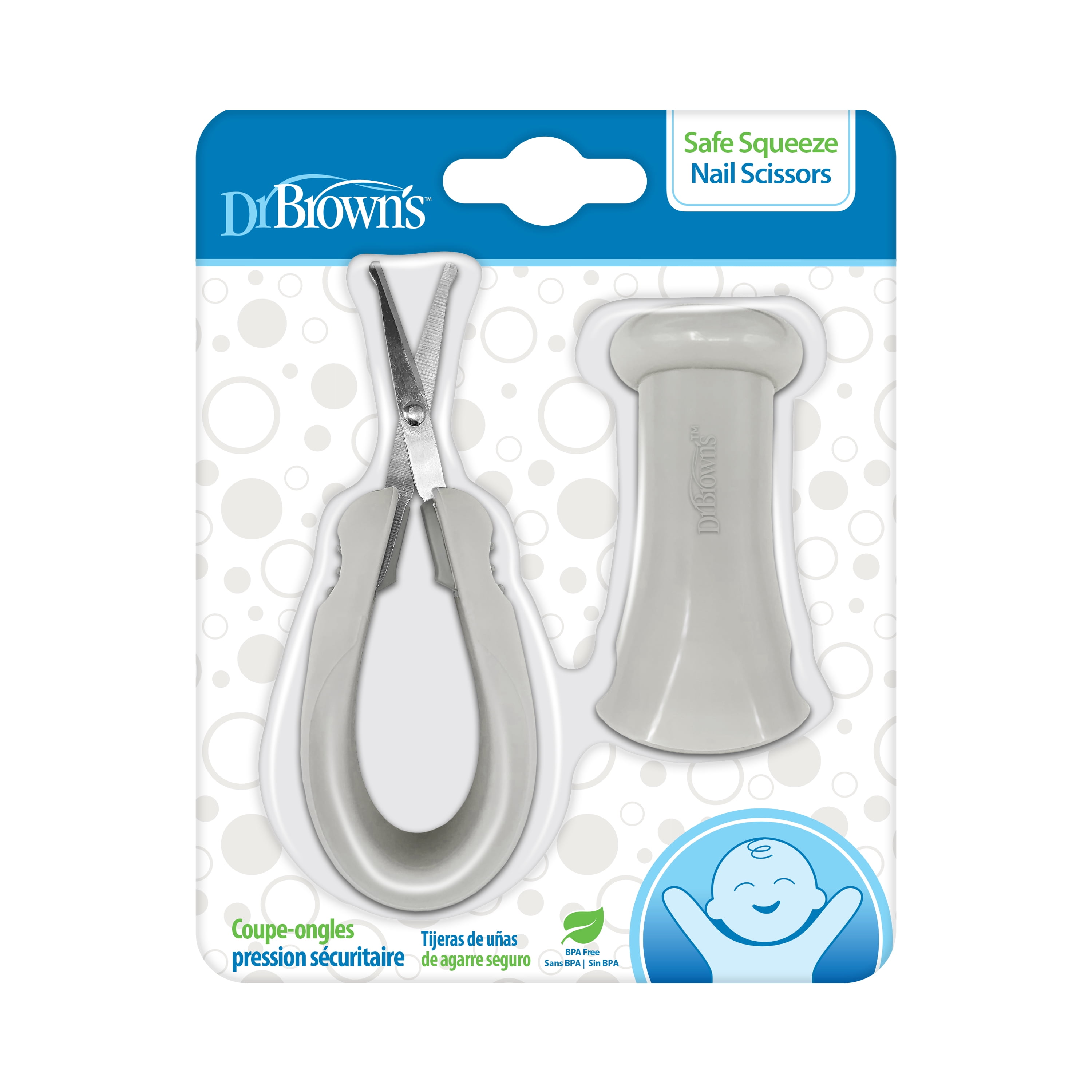 Dr. Brown's Safe Squeeze Nail Scissors with Rounded Blade Tip and 100% Silicone Handle for Infant & Baby Dr. Brown's