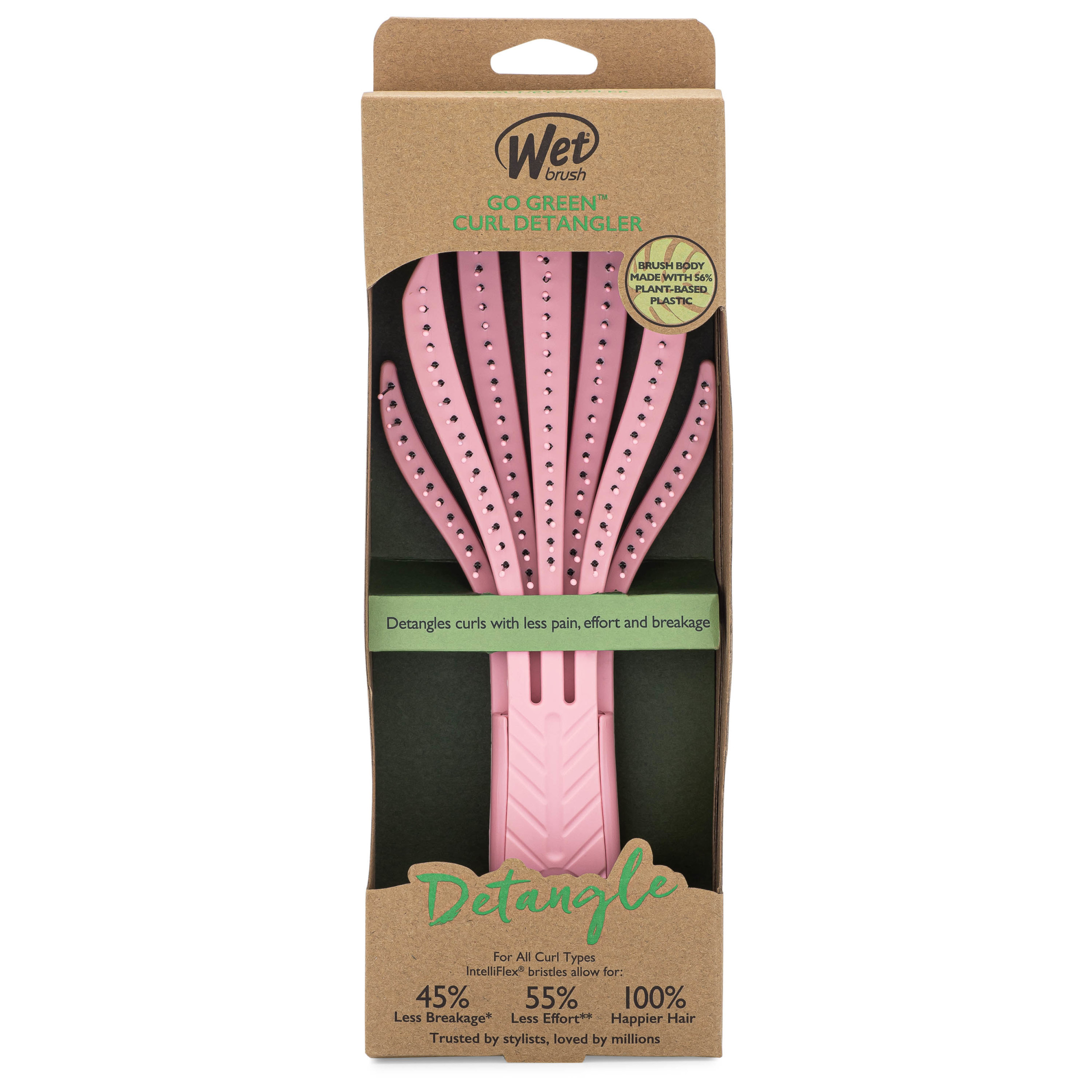 Wet Brush Go Green Curl Detangler, Wet Or Dry Hair - Pink 1CT Wet Brush