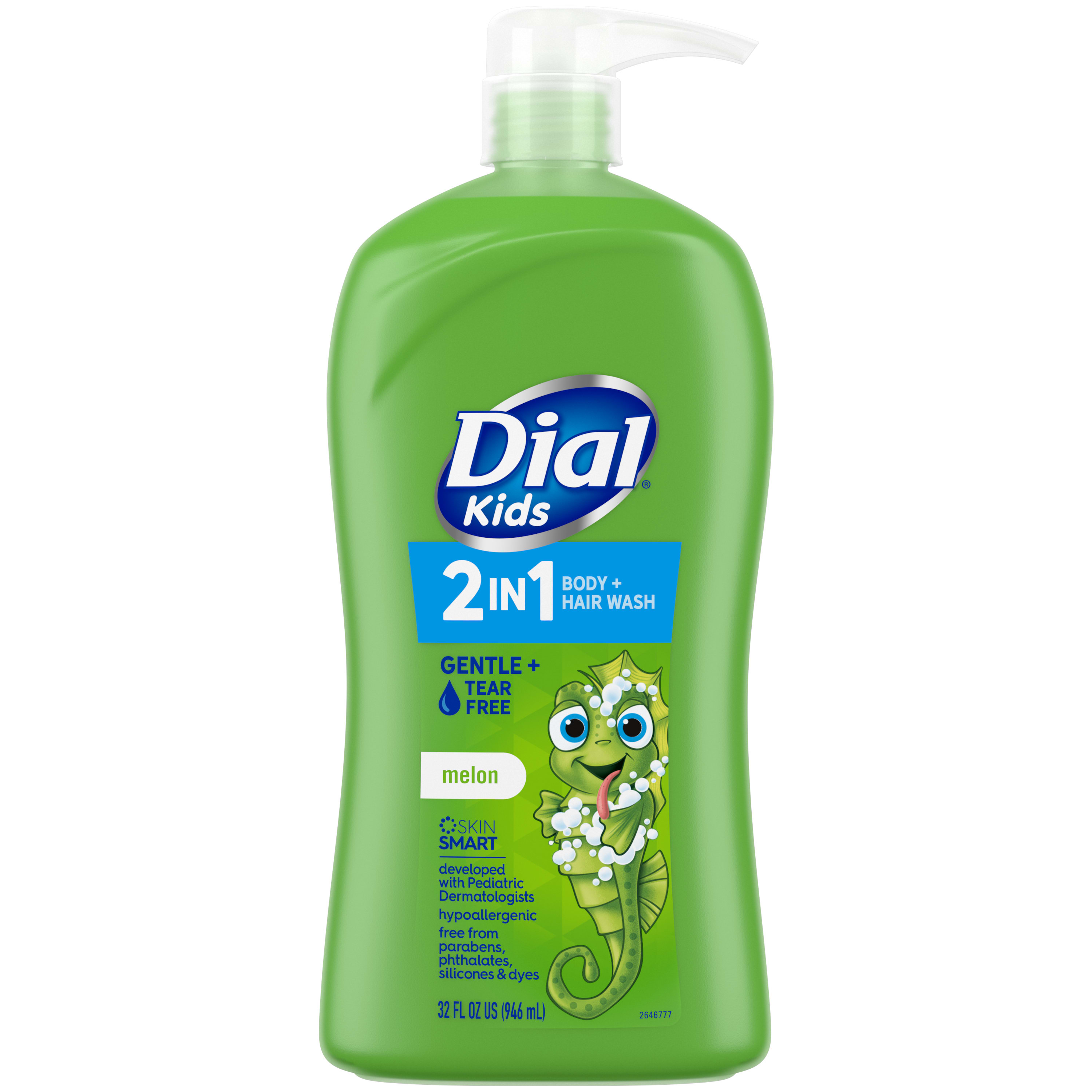 Dial Kids 2-in-1 Body+Hair Wash, Melon, 32 fl oz Dial