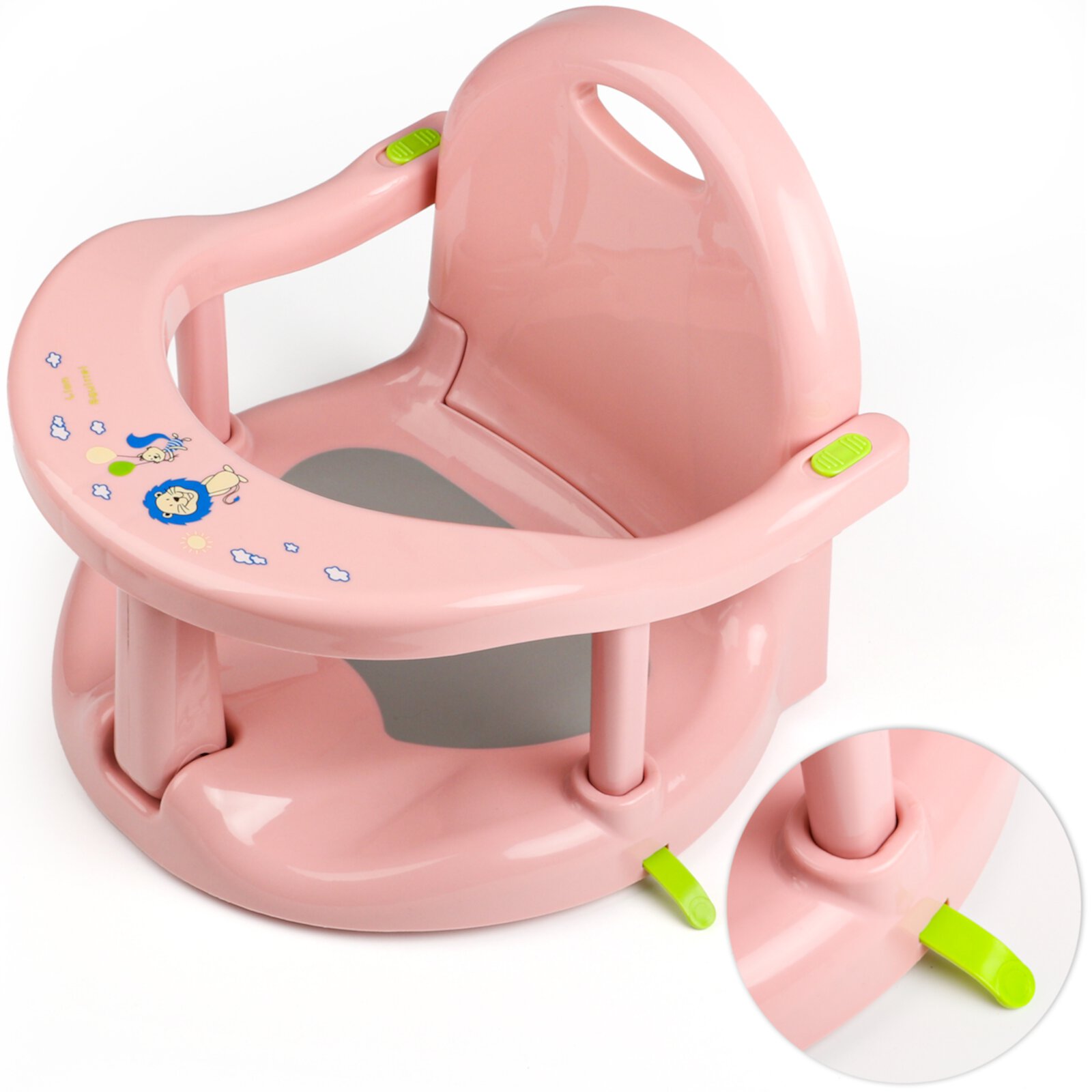 HopeRock Bath Seat/Chair with Non-Slip Mat Pink, Bath Tub Chair with Suction Cups, Gift for Toddlers 6 9 12 18 Months. HopeRock