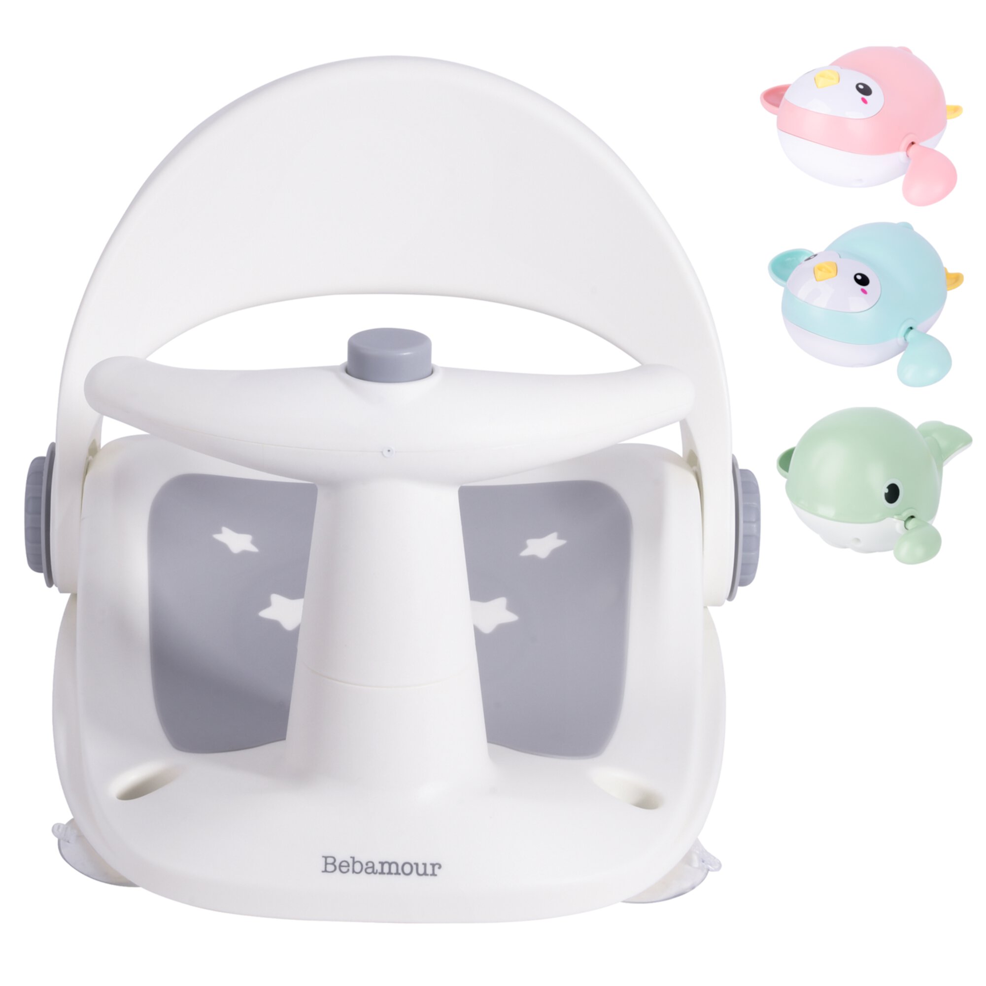 Bebamour Bath Seat,Portable Toddler Child Baby Bathtub Seat for Babies 6 Months & Up,Sit Up Bath Seat(White) Bebamour