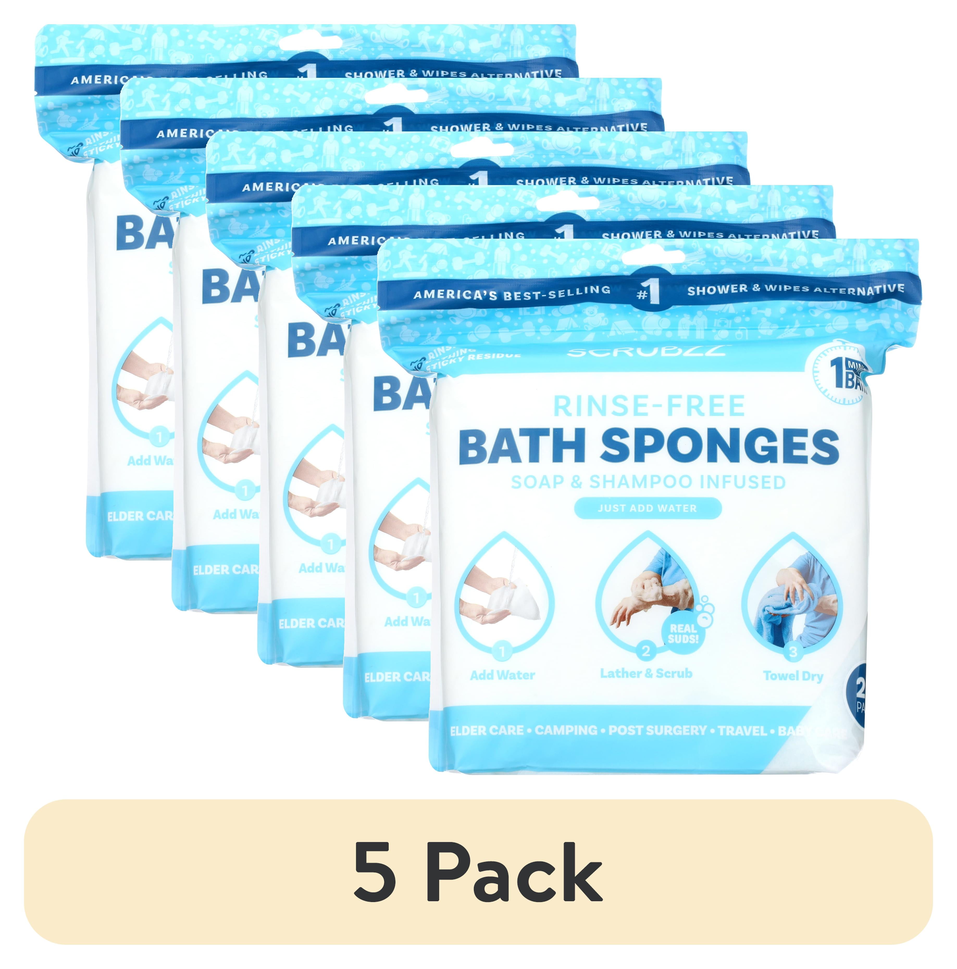 (5 pack) Triumph Hosiery Scrubzz Rinse-Free Bath Sponges - Disposable Bathing S Collections Etc