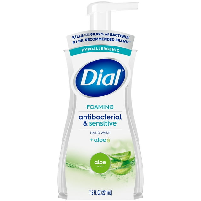 Dial Clean + Gentle Antibacterial Foaming Hand Wash, Aloe Scent, 7.5 fl oz Dial