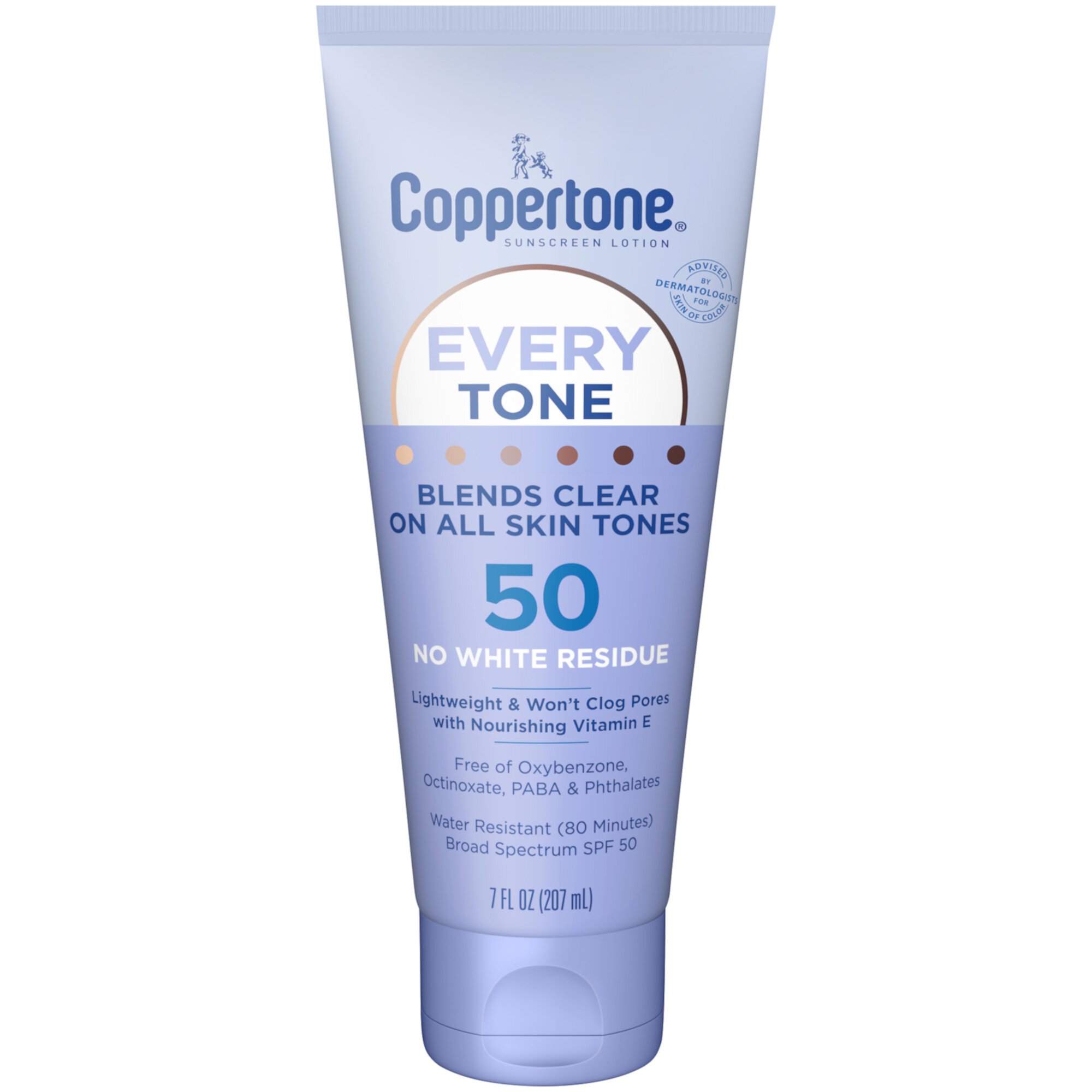 Coppertone Every Tone Sunscreen Lotion SPF 50, Rubs on Clear Sunscreen, 7 fl oz Tube Coppertone