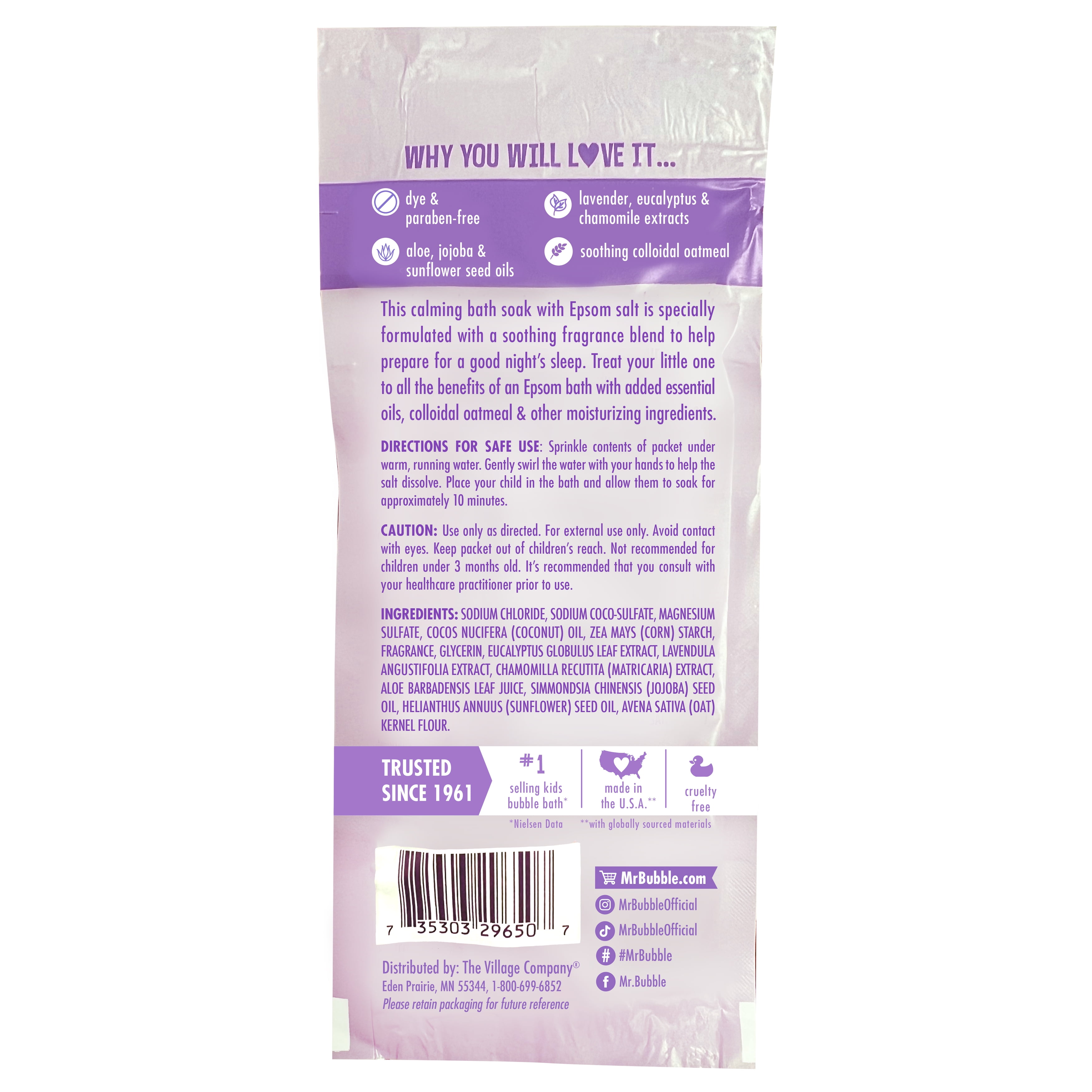 (4 pack) Mr. Bubble Calm & Sleep Epsom Salt Bath Soak, Calming Lavender Scent, 2 oz Mr. Bubble