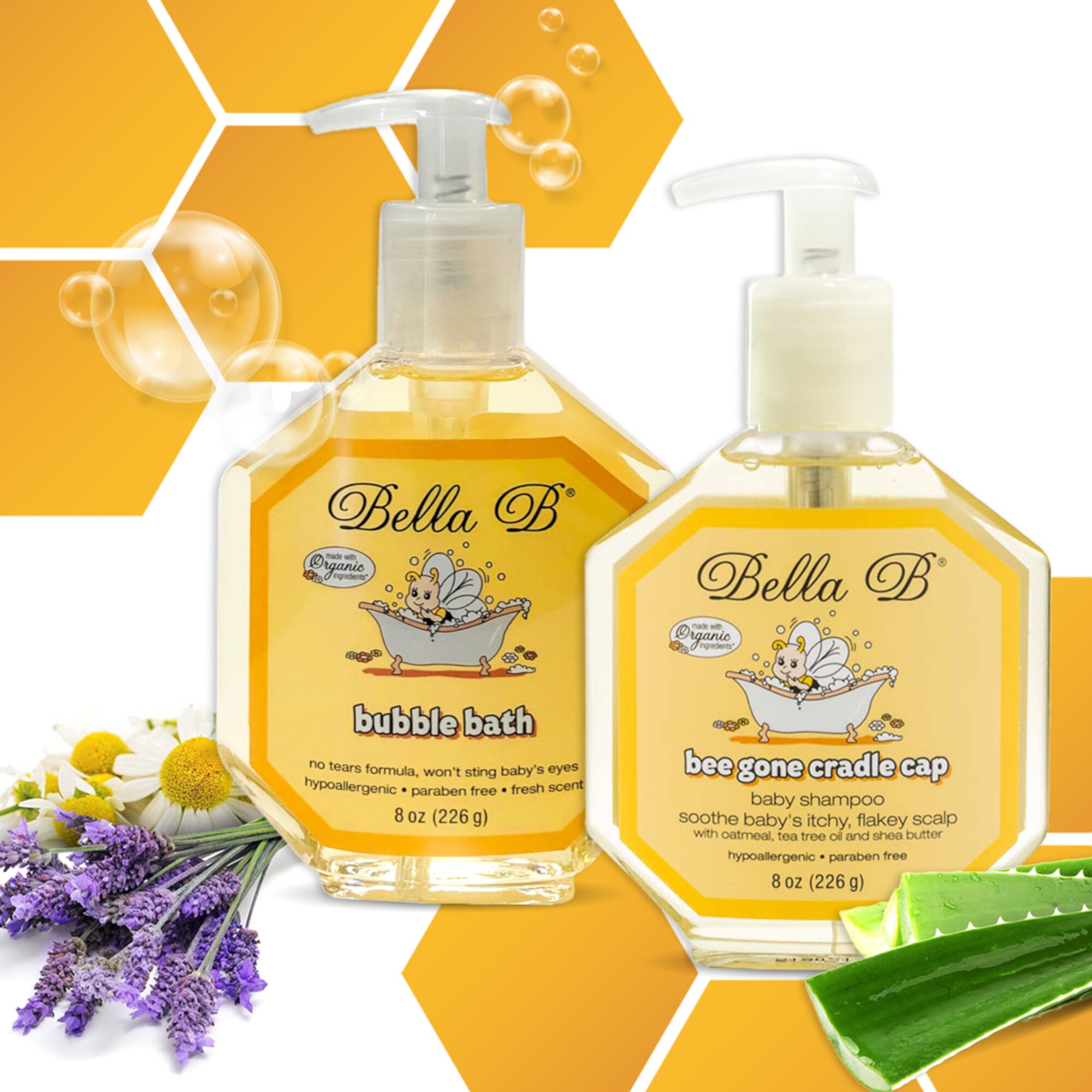 Bella B Bundle: Cradle Cap Shampoo 8 oz and Bubble Bath 8 oz Bella B