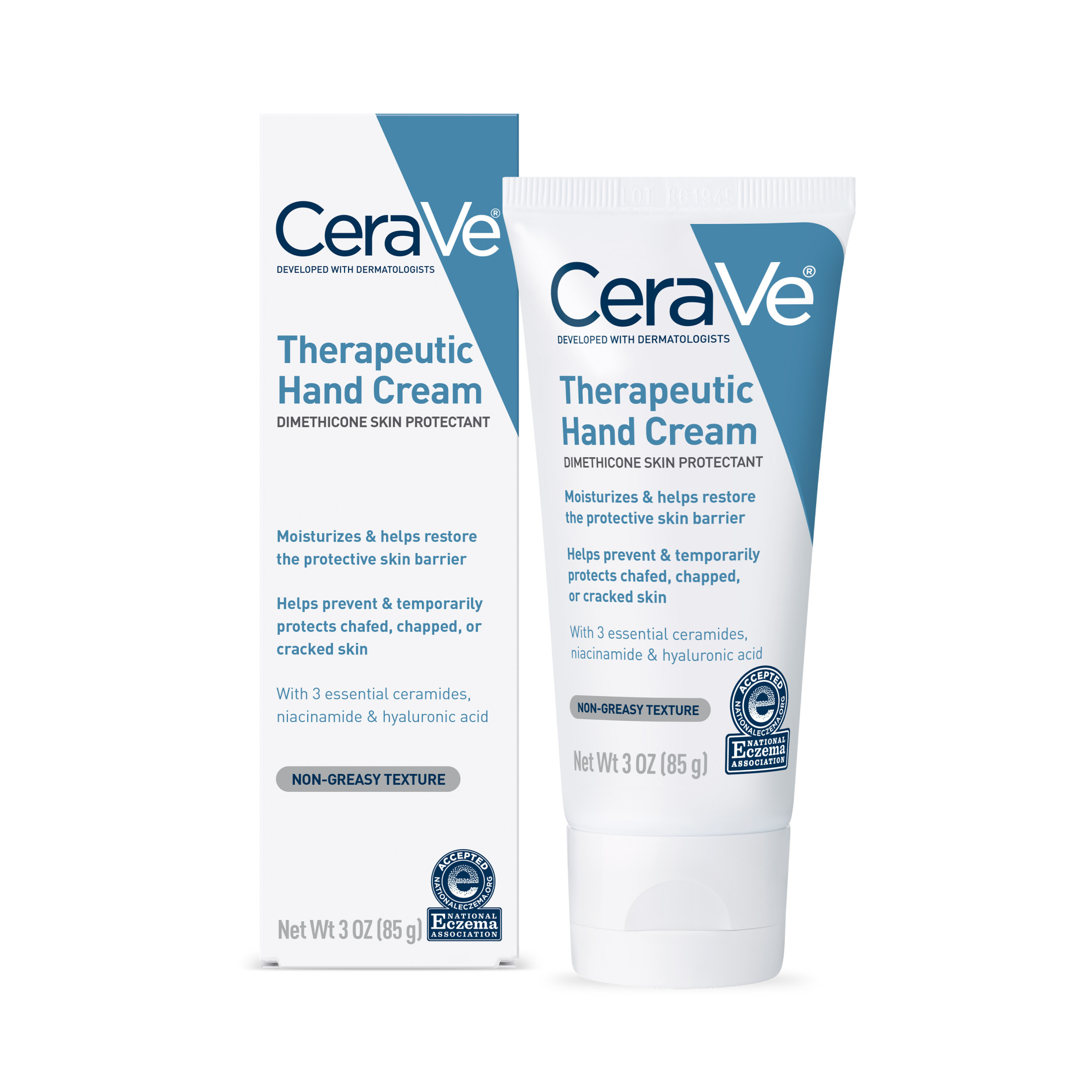 CeraVe Therapeutic Hand Cream, Non-greasy Frangrance Free Moisturizer for Dry Skin, 3 oz CeraVe