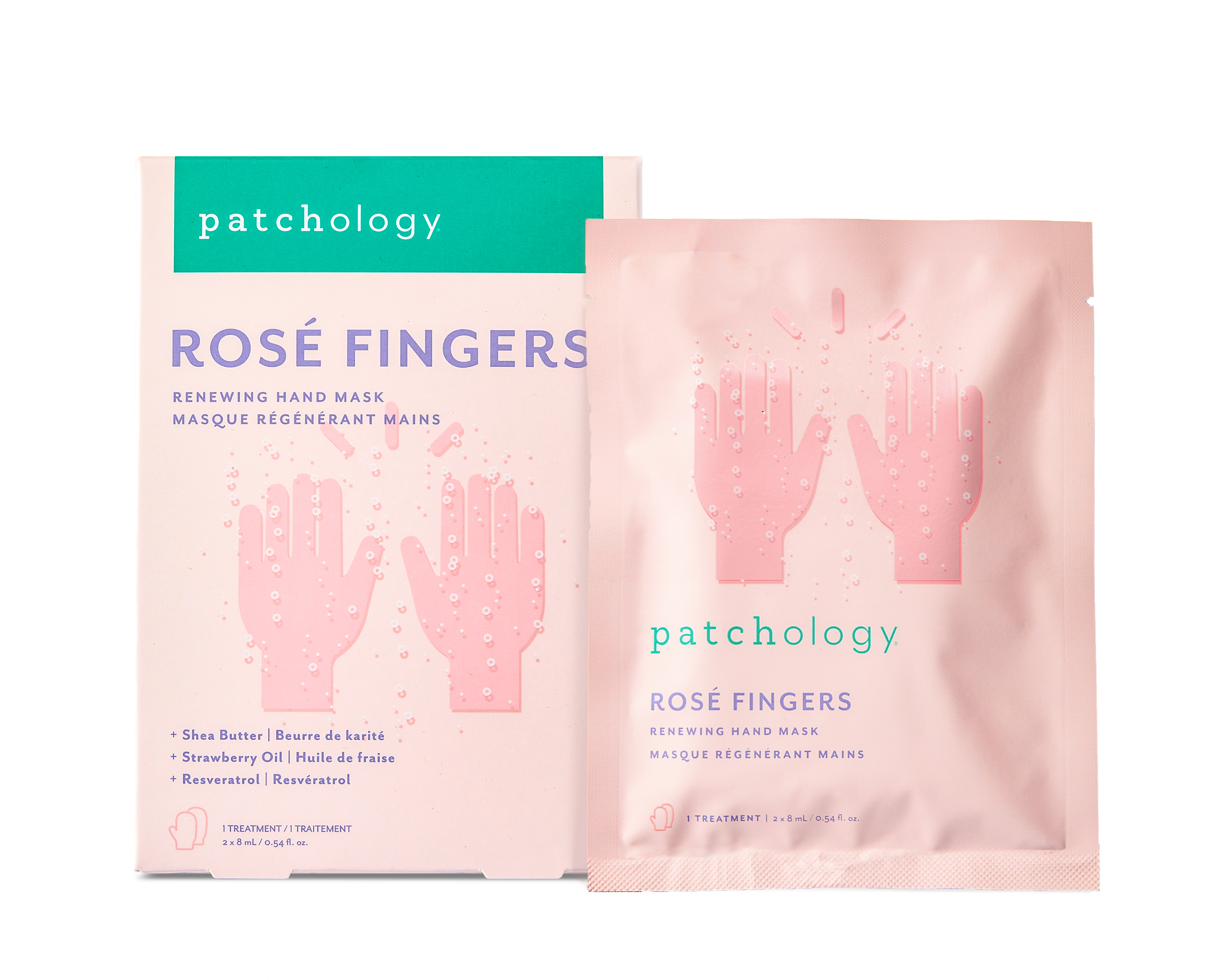 Patchology Rosé Fingers- Hydrating & Anti-Aging Hand Mask, Single Patchology