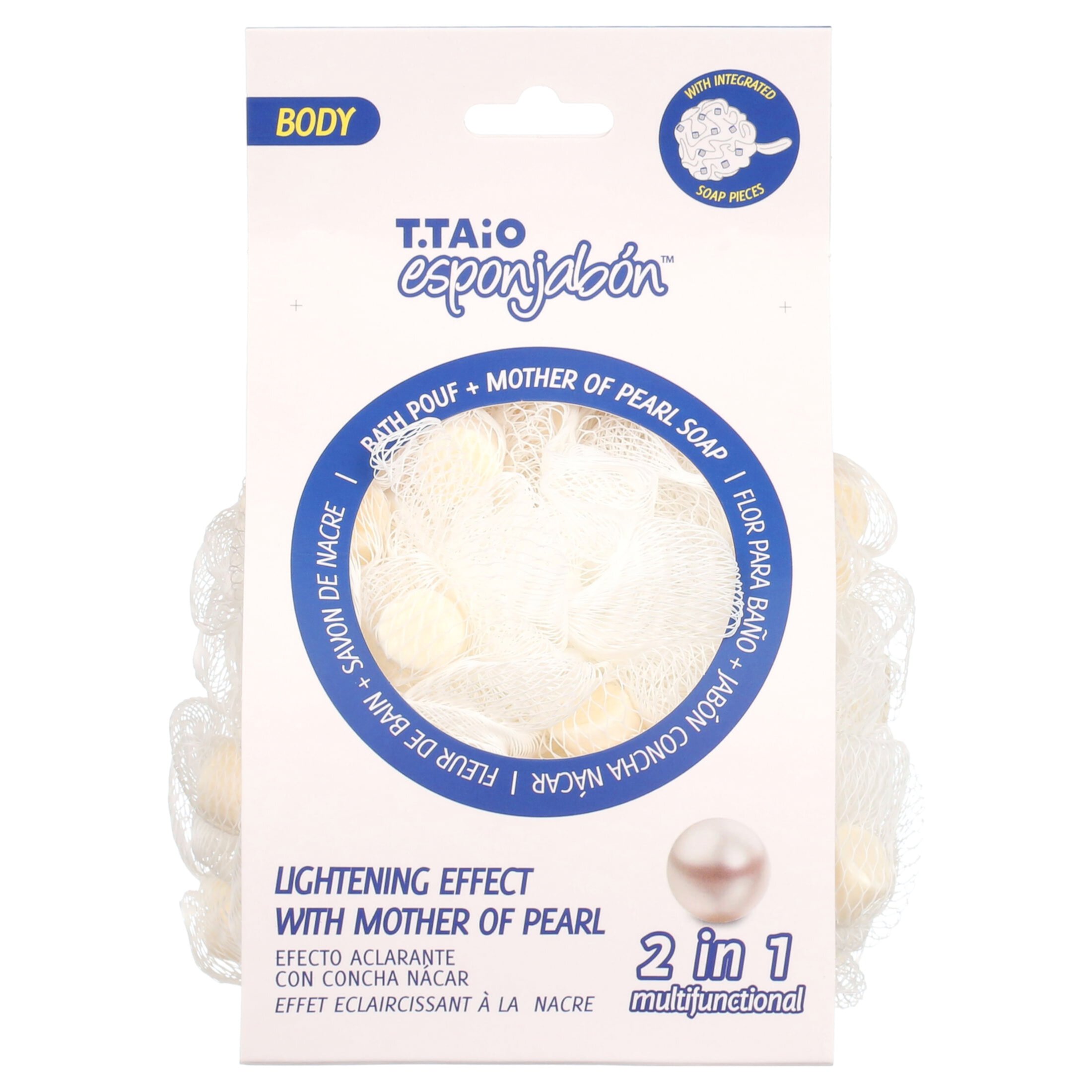 T.Taio Esponjabon Mother of Pearl Shower Bath Pouf Soap Sponge, 1 Pouf T. Taio