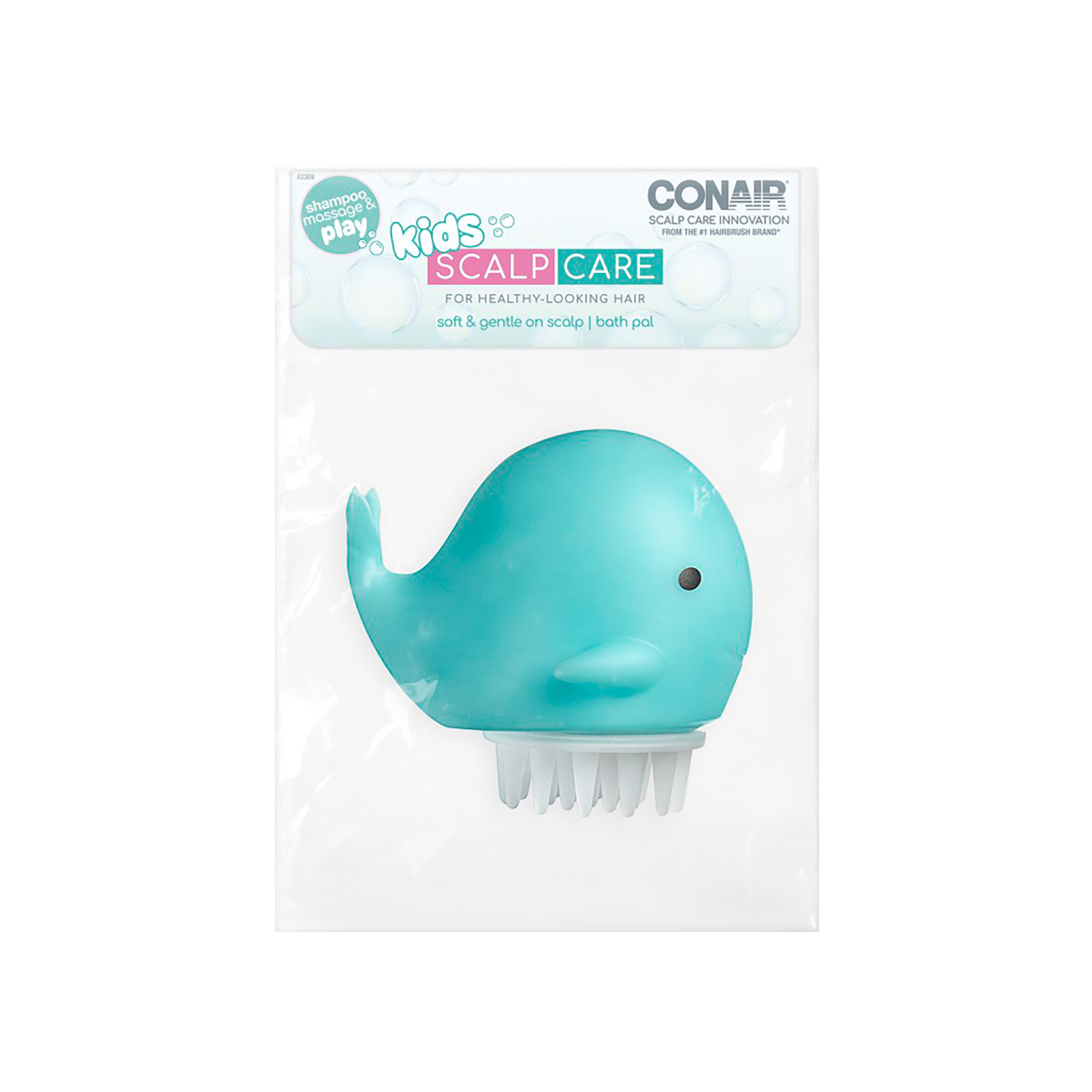 Conair Scalp Care for Kids Whale Shampoo Massage Brush, Blue, 1 Count Conair