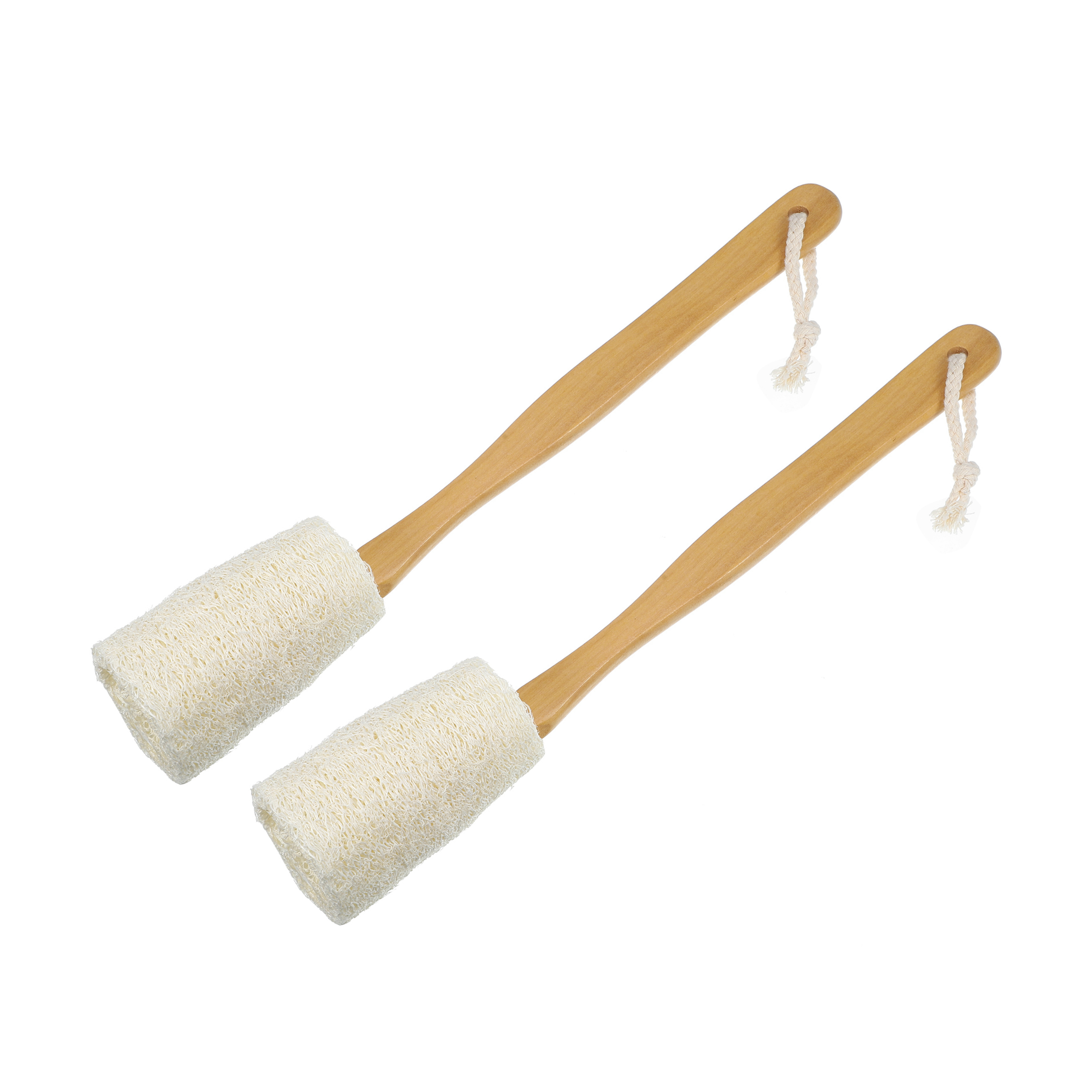 Unique Bargains 2 Pcs Bath Brush Back Scrubber Wood with Handle Brown Beige 3.9inch Unique Bargains