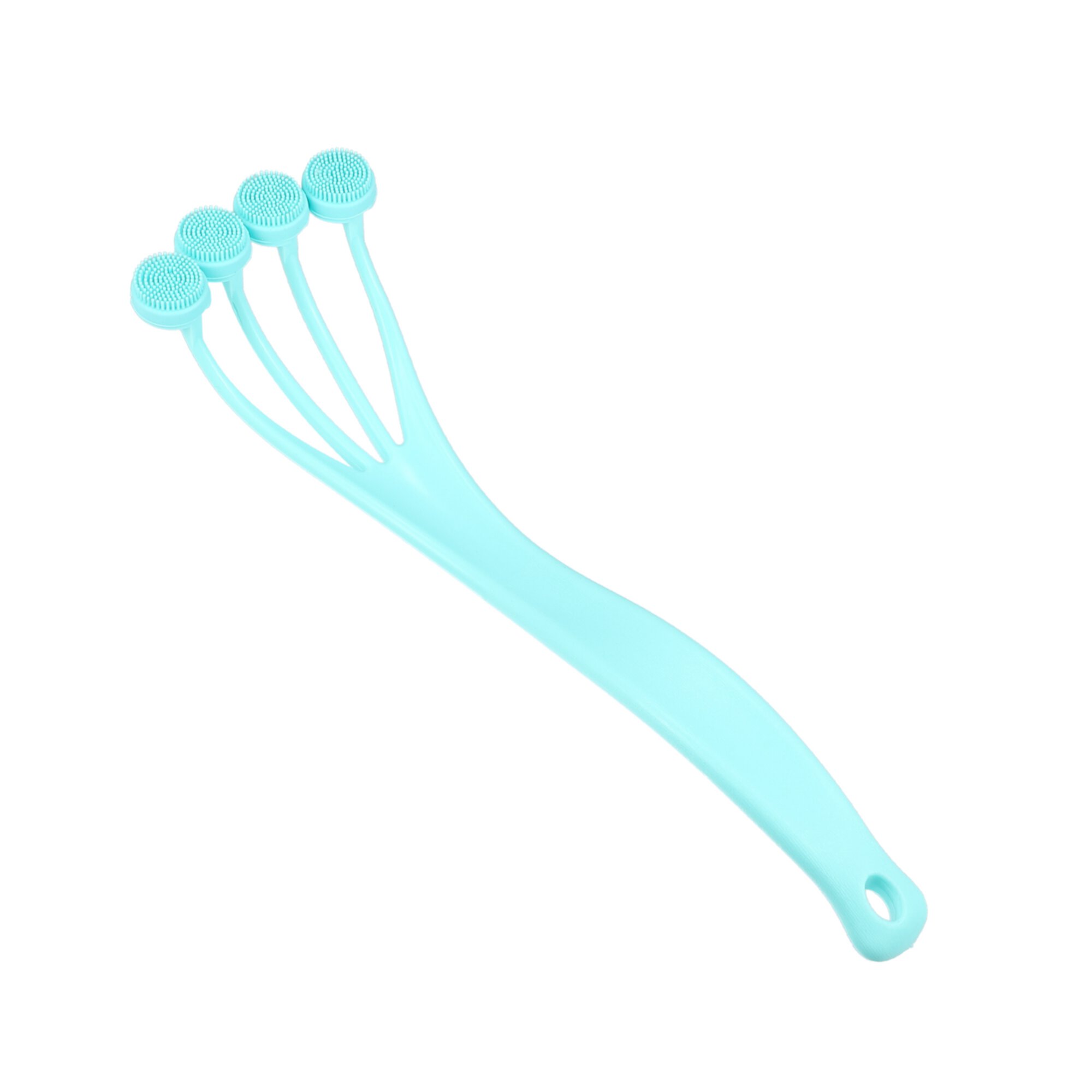 Unique Bargains Silicone Body Scrubber Massage Back Washer Body Shower Long Handle Blue Unique Bargains