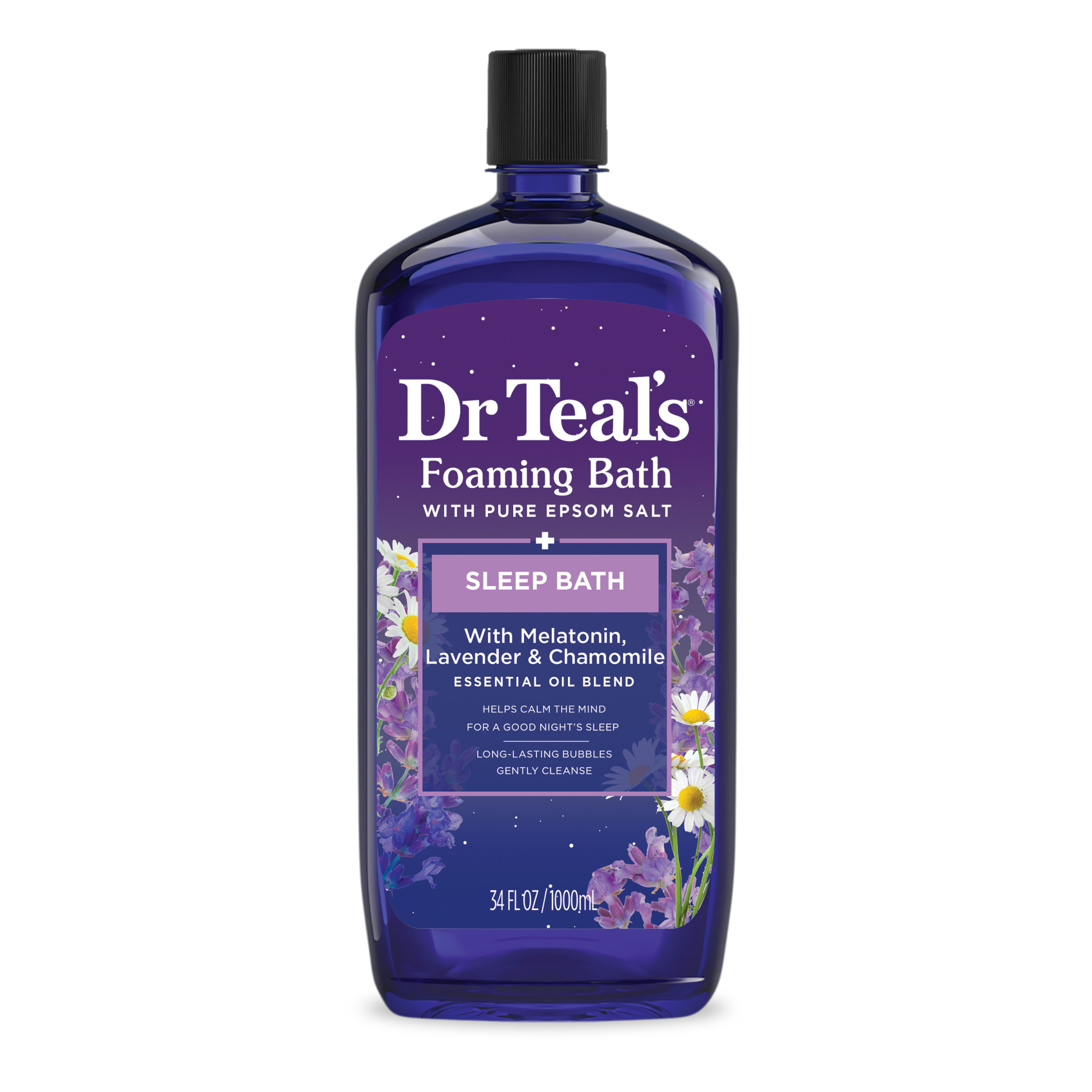 Dr Teal's Foaming Bath, Sleep Bath with Melatonin, Lavender & Chamomile Essential Oils, 34 fl oz. Dr Teal's