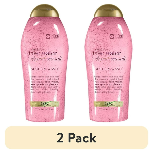 (2 pack) OGX Pink Sea Salt & Rosewater Gentle Soothing Body Scrub, 19.5 Fl oz OGX