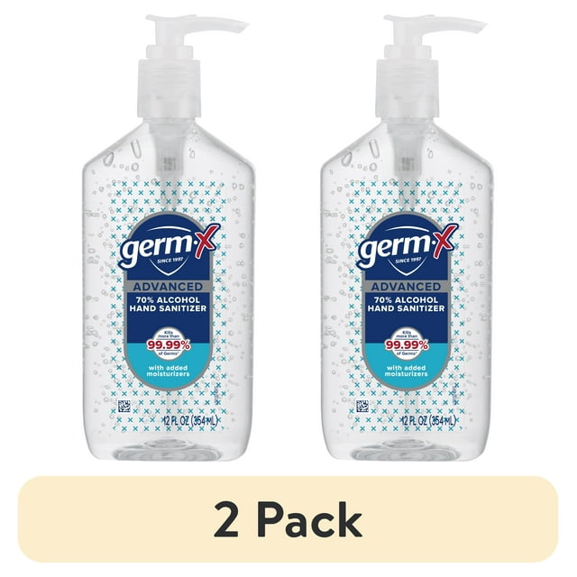 (2 pack) Germ-X® Advanced Hand Sanitizer with Pump, Bottle of Hand Sanitizer, Original Scent, 12 fl oz Germ-X