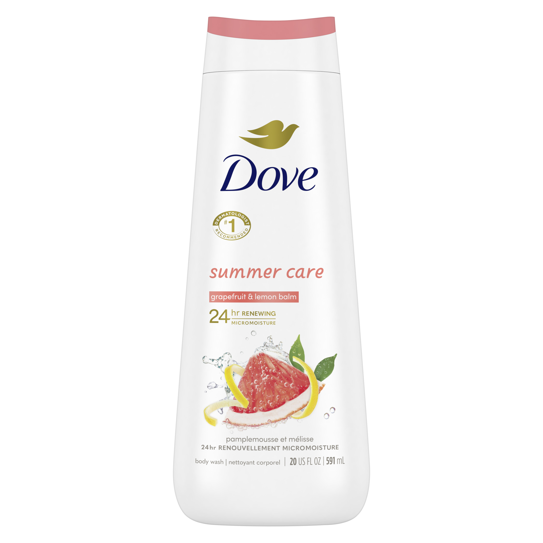 Dove Summer Care Moisturizing Women's Body Wash All Skin Type, Grapefruit & Lemon Balm, 20 fl oz Dove